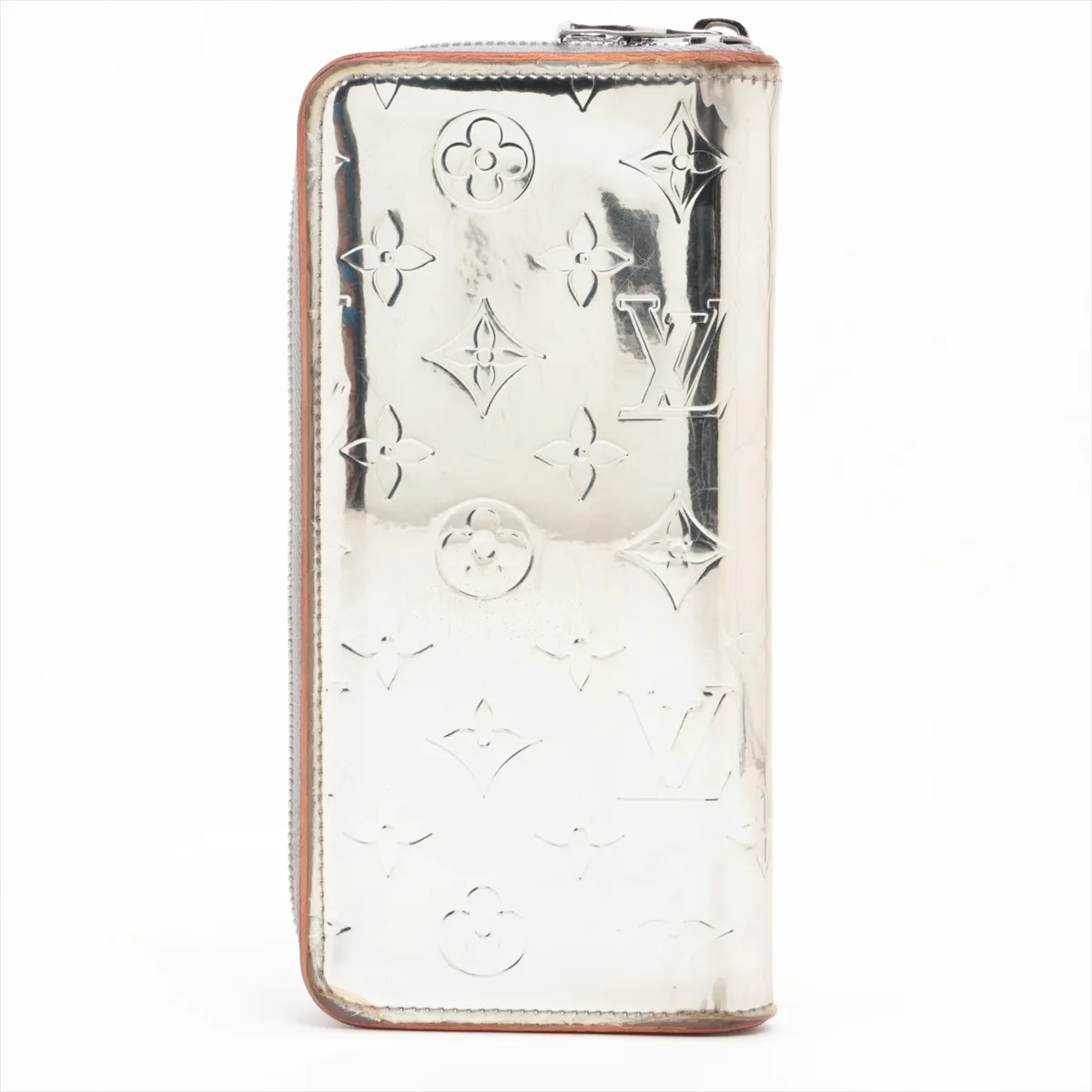 Monogram Mirror Canvas Zippy Wallet Vertical M80808 Silver Round Zip Wallet (RFID Detectable) — view 2