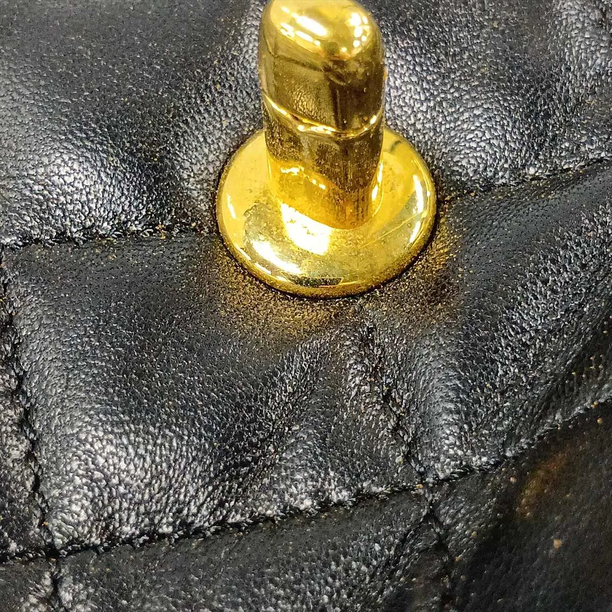 Matelassé Lambskin Chain Shoulder Bag, Black with Gold Hardware — view 14