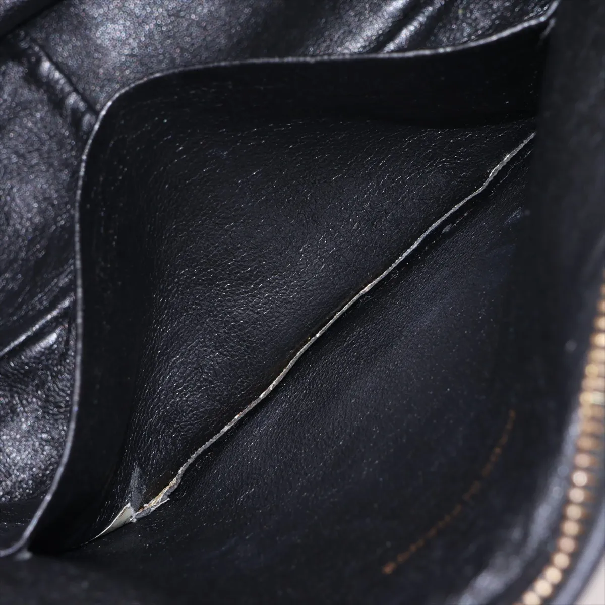 Matelassé Lambskin Chain Shoulder Bag, Black with Gold Hardware — view 7