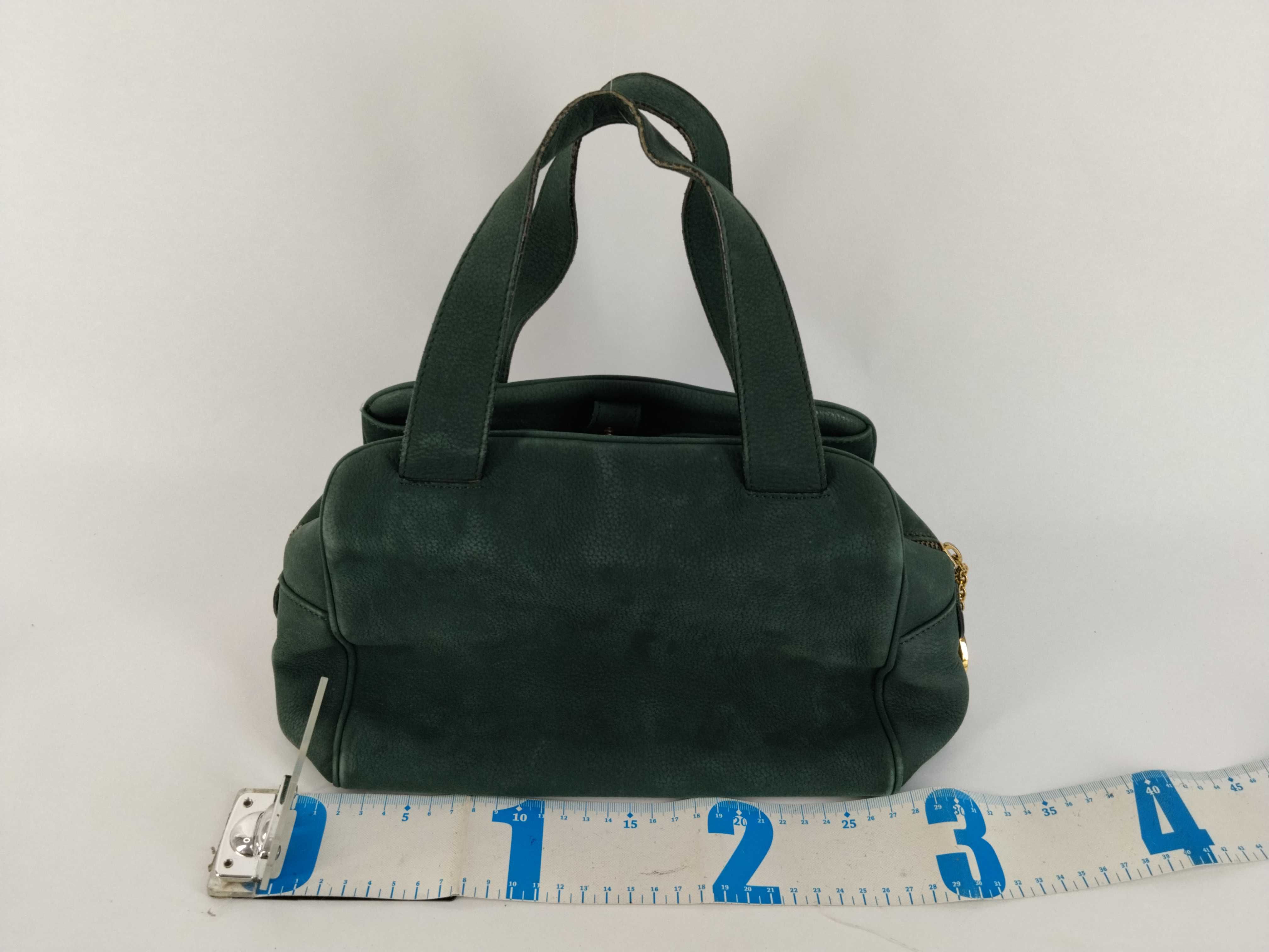 Suede Handbag with Circle Hardware, Green Handbag — view 2