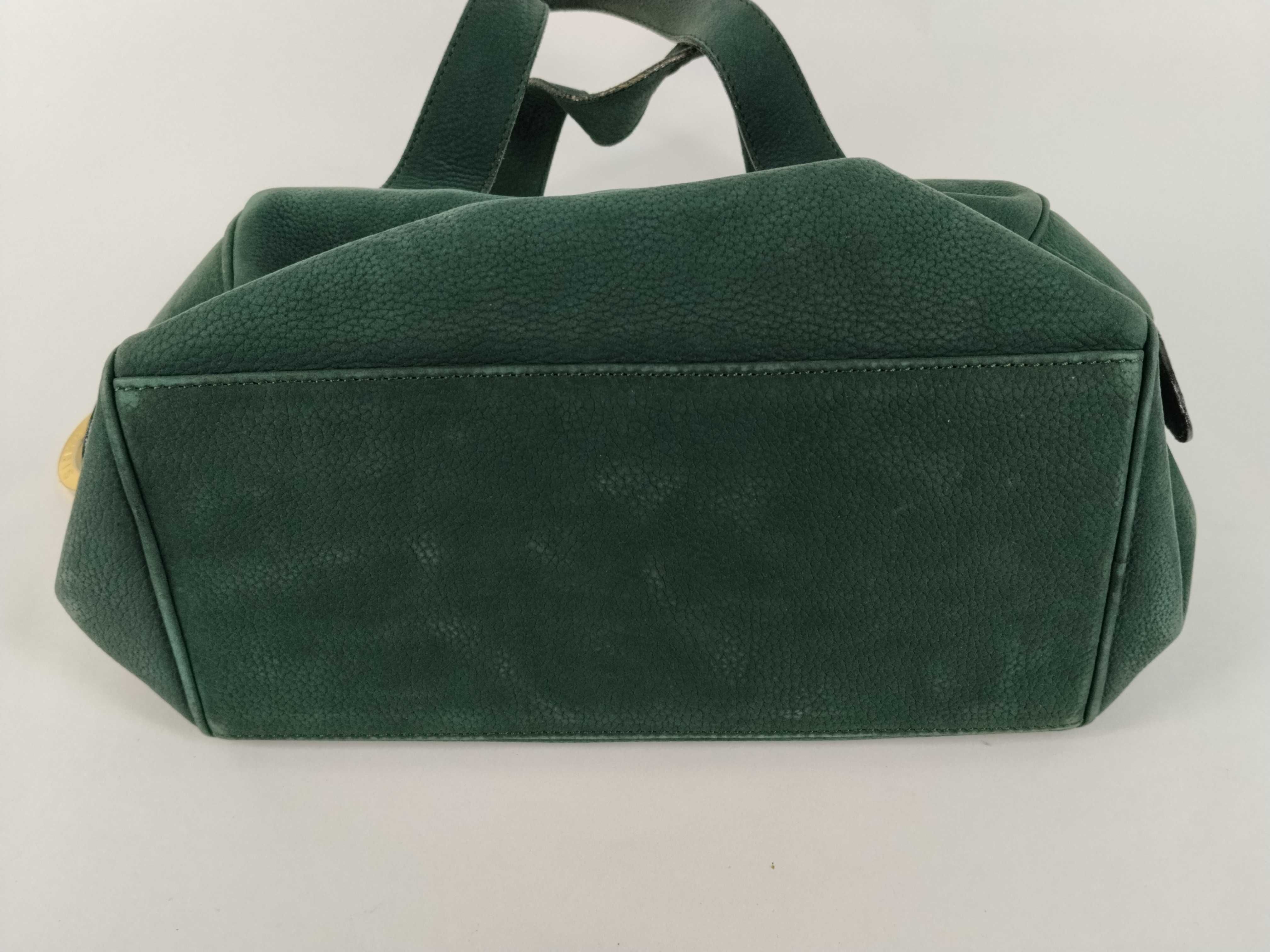 Suede Handbag with Circle Hardware, Green Handbag — view 7