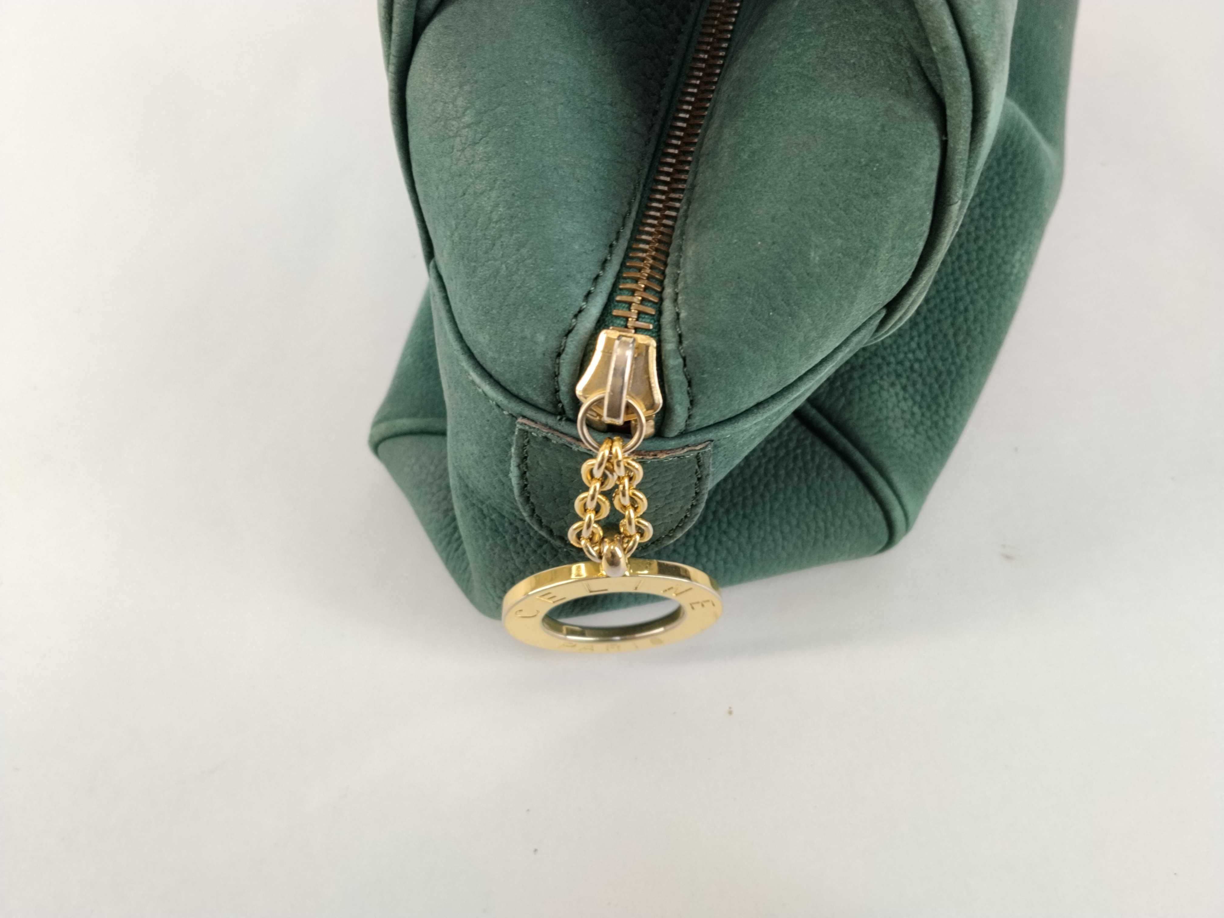 Suede Handbag with Circle Hardware, Green Handbag — view 8