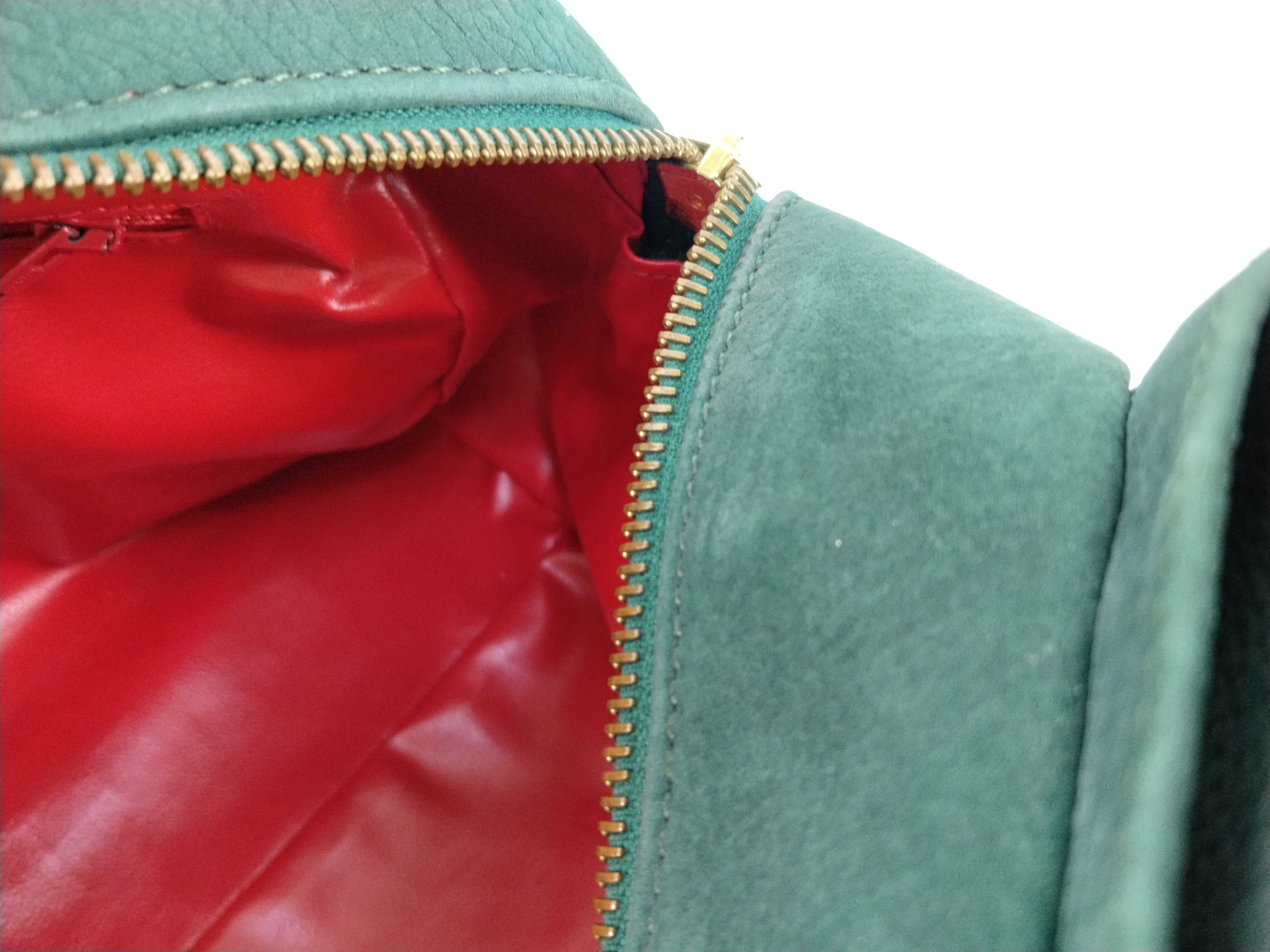 Suede Handbag with Circle Hardware, Green Handbag — view 9