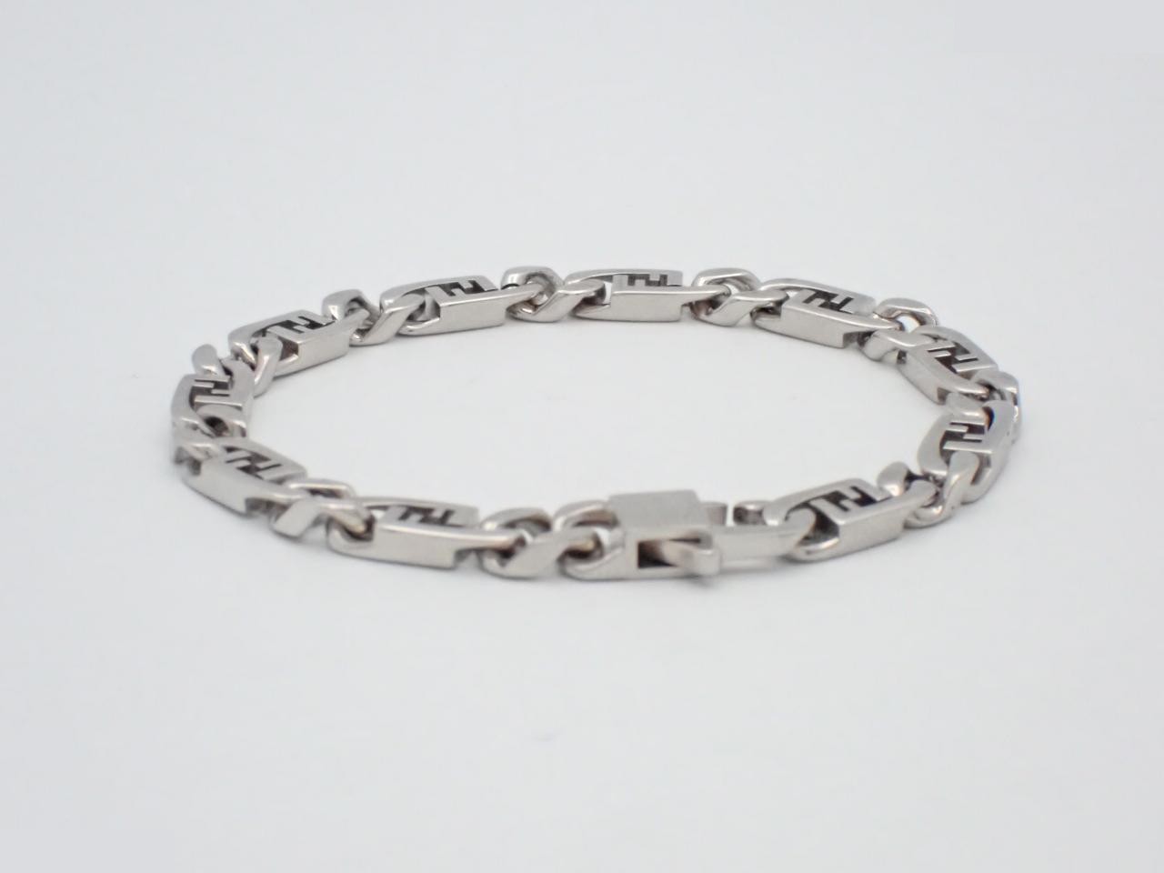 FF logo curb chain bracelet, silver, wrist circumference approximately 18cm — view 2