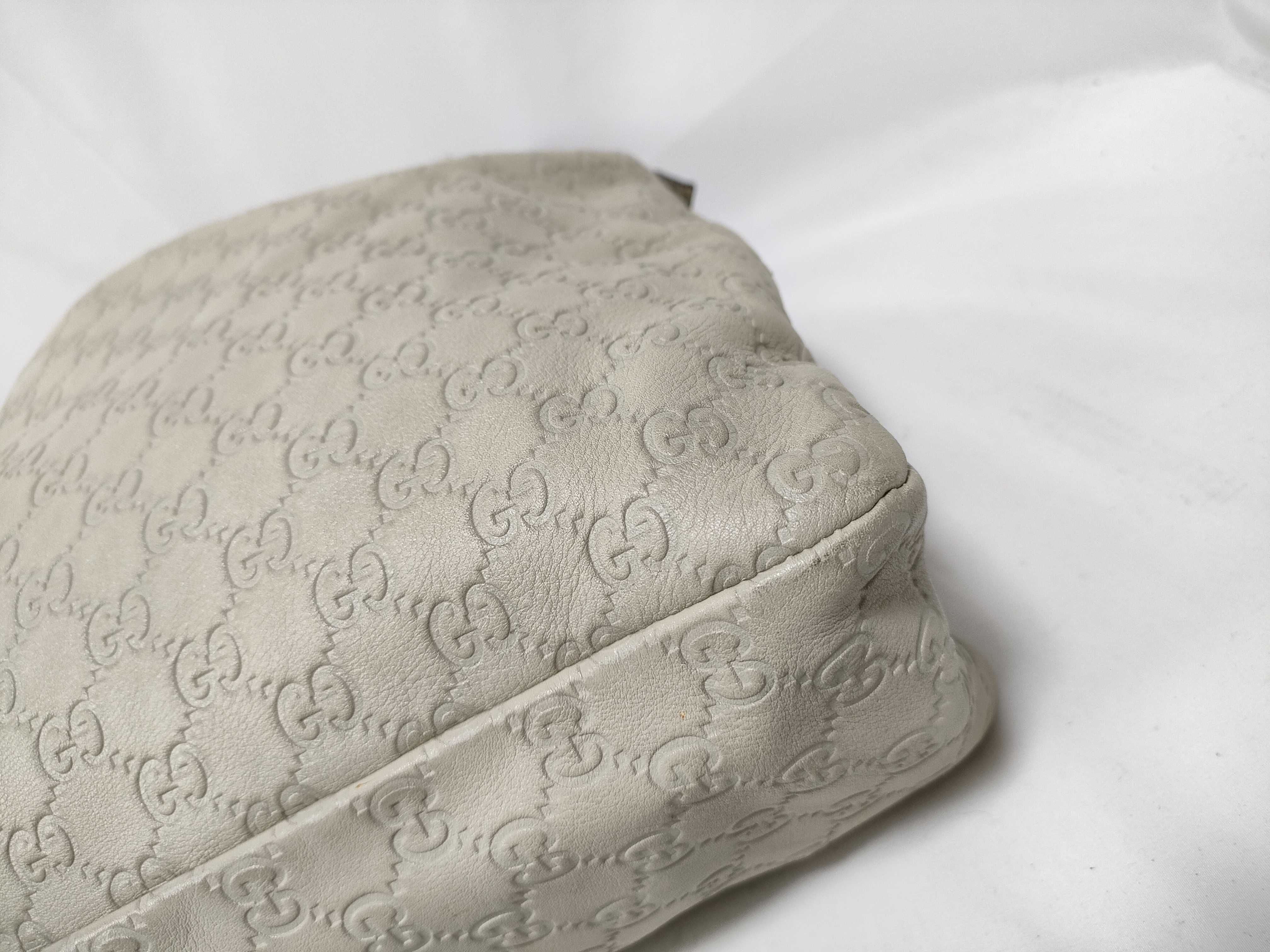 White Leather Large Hobo Shoulder Bag — view 4
