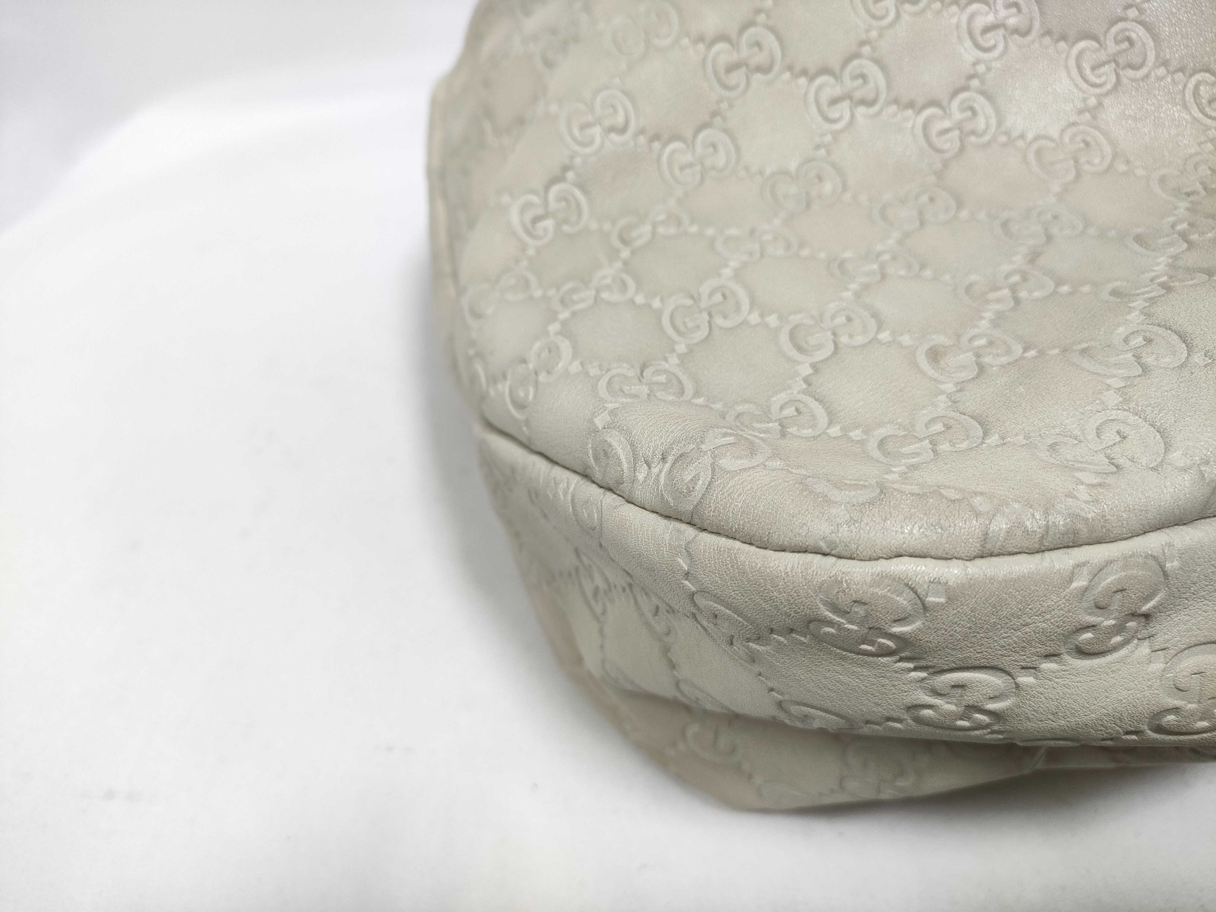 White Leather Large Hobo Shoulder Bag — view 5