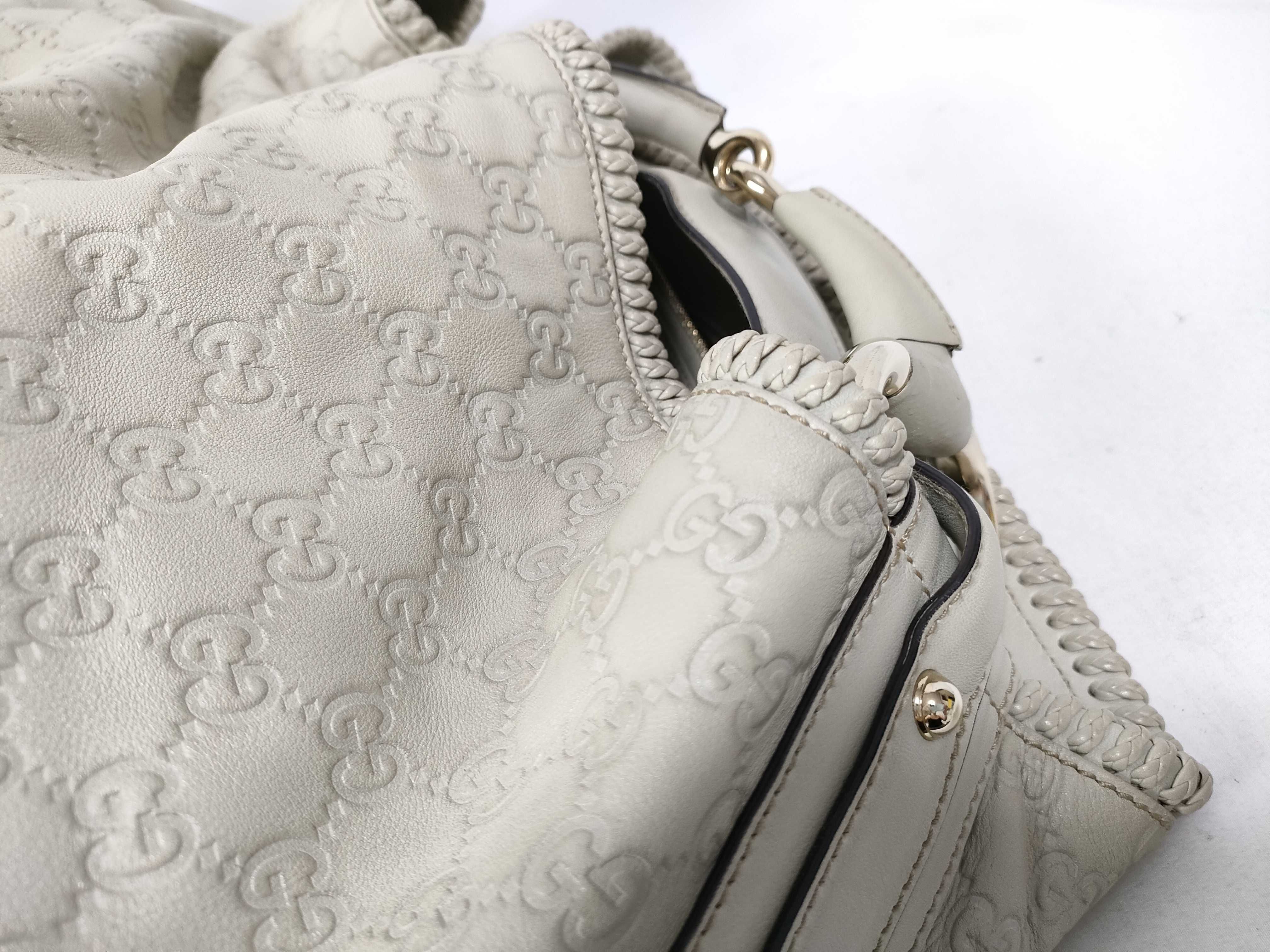 White Leather Large Hobo Shoulder Bag — view 7
