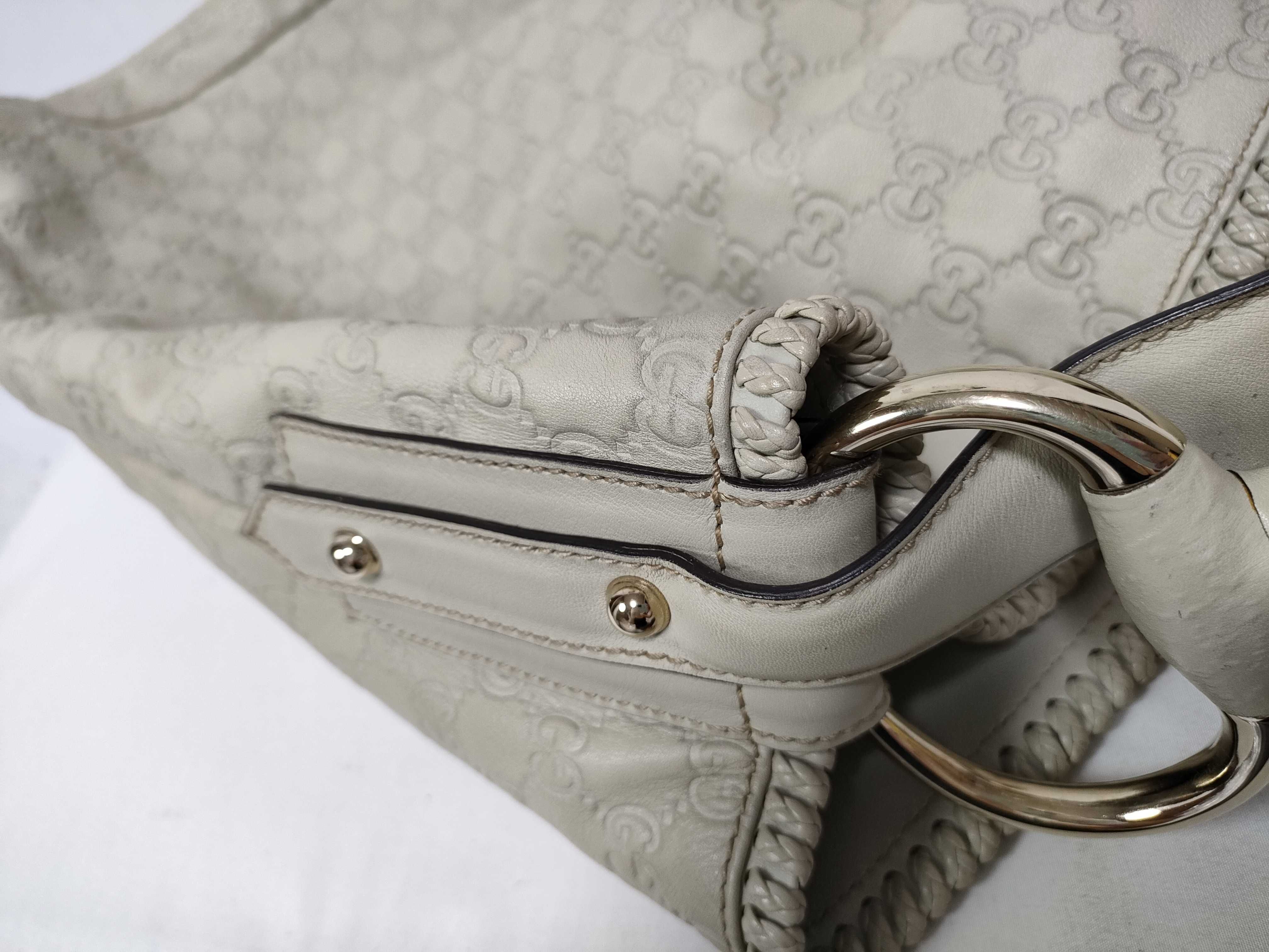 White Leather Large Hobo Shoulder Bag — view 8
