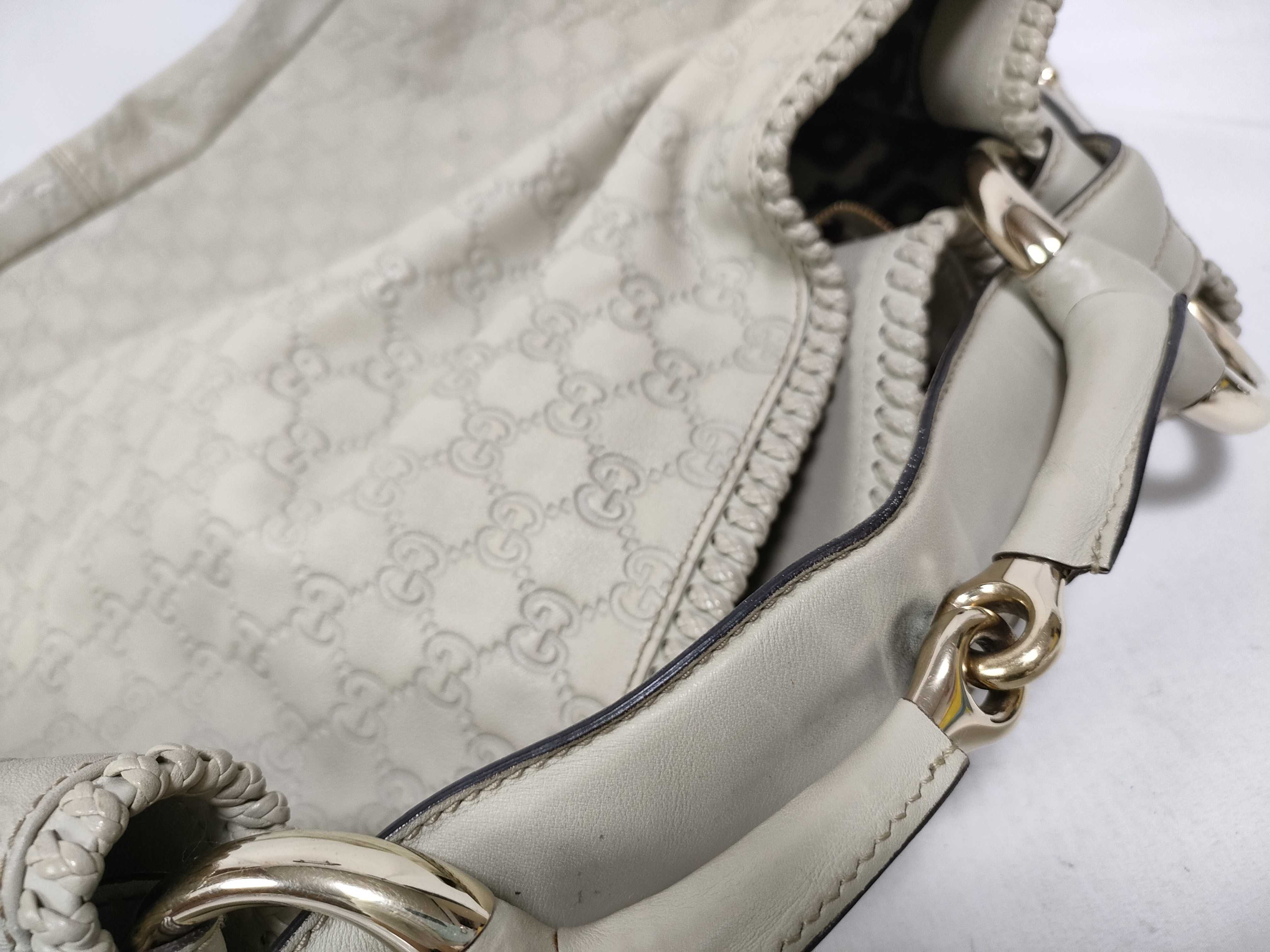 White Leather Large Hobo Shoulder Bag — view 9