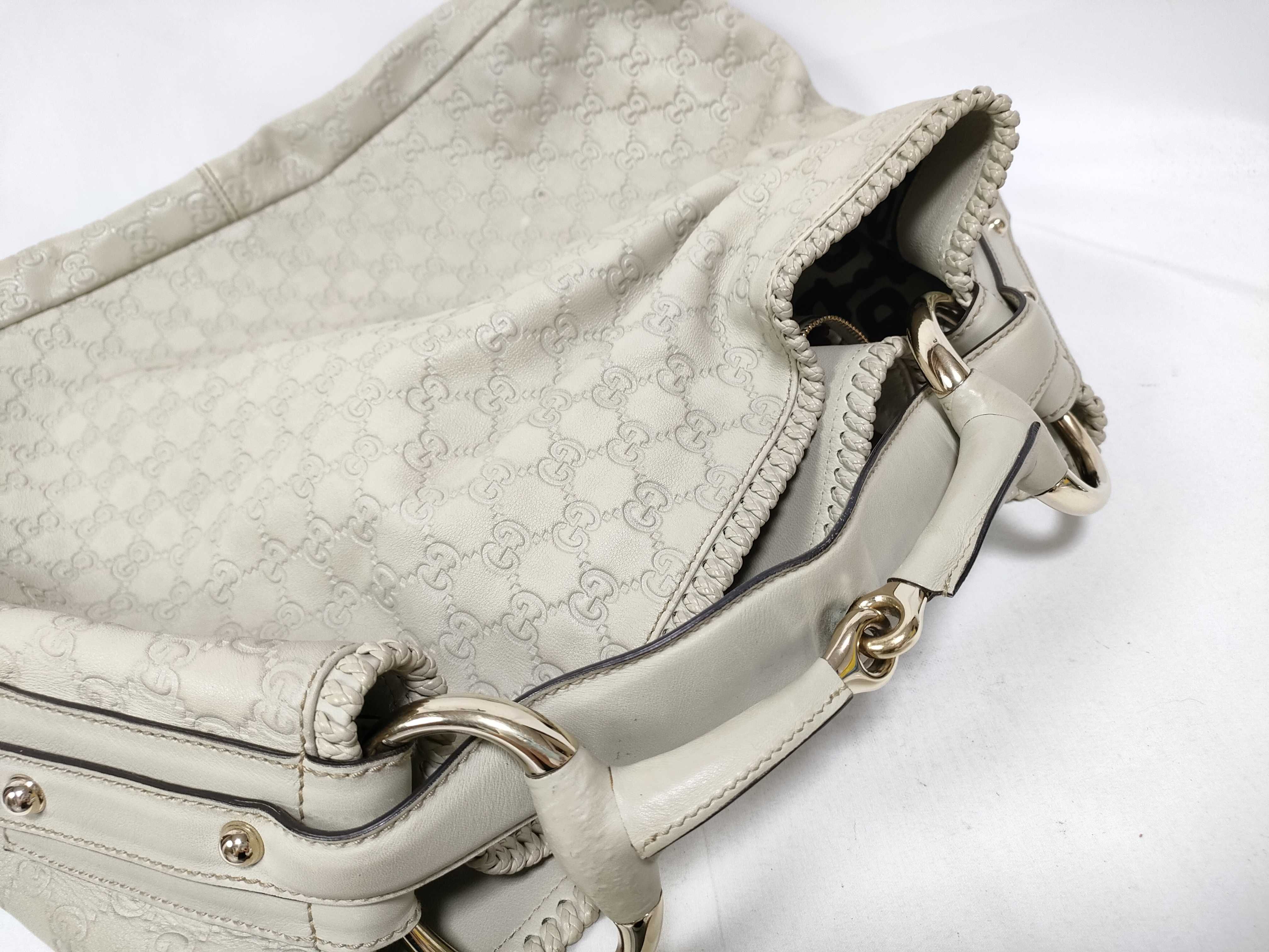 White Leather Large Hobo Shoulder Bag — view 10