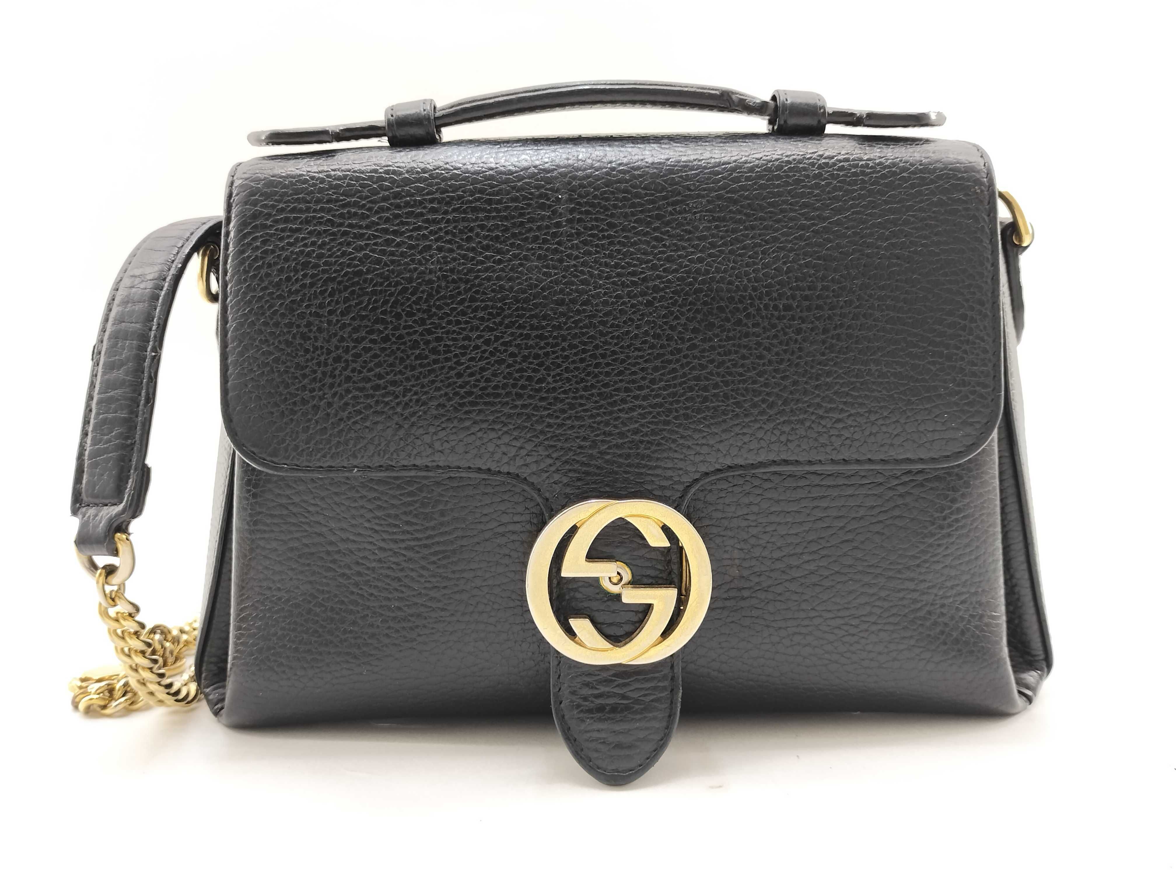 PH- Interlocking G Leather 2-Way Handbag Black 51030 27cm Handbag