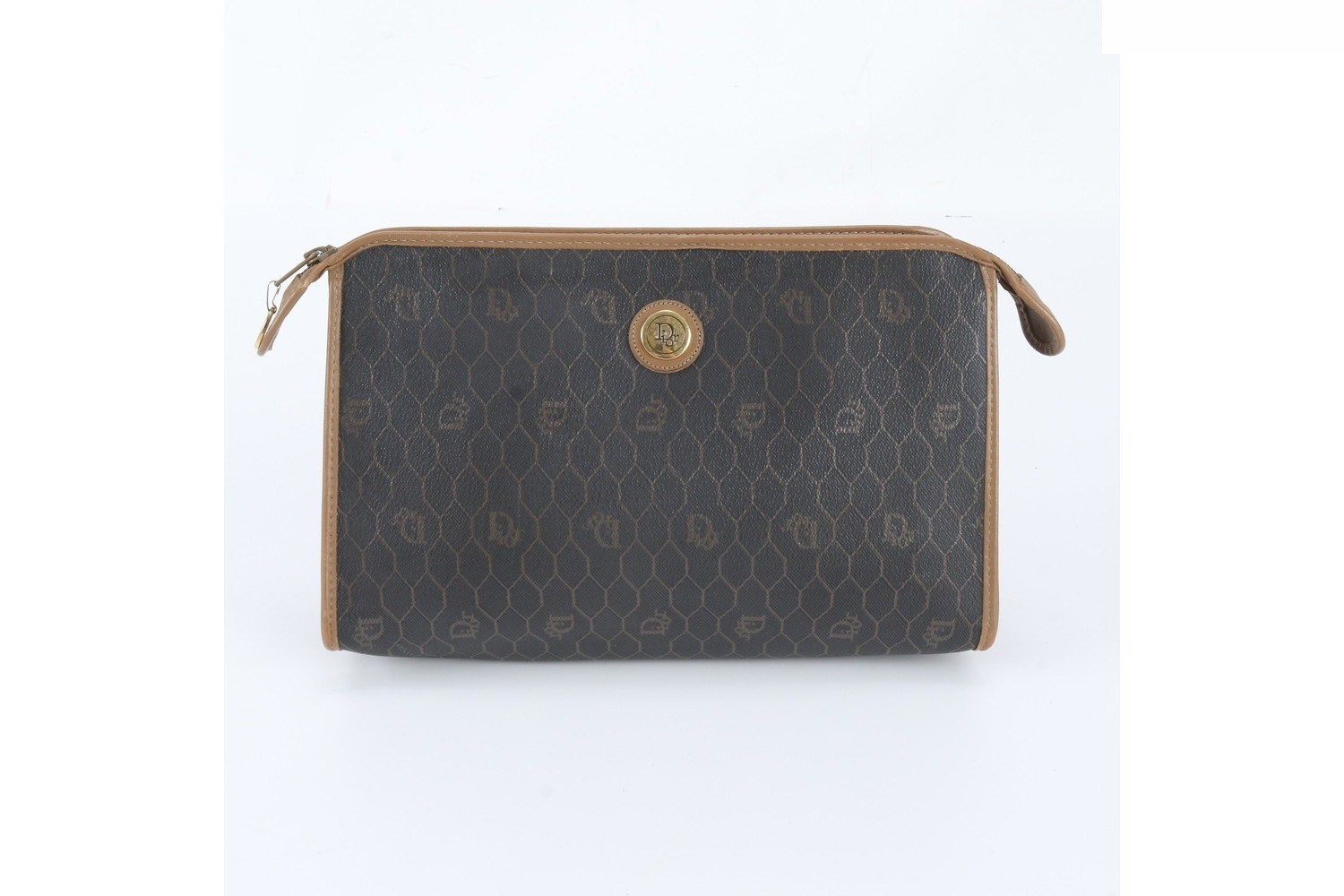 Honeycomb pattern leather second bag