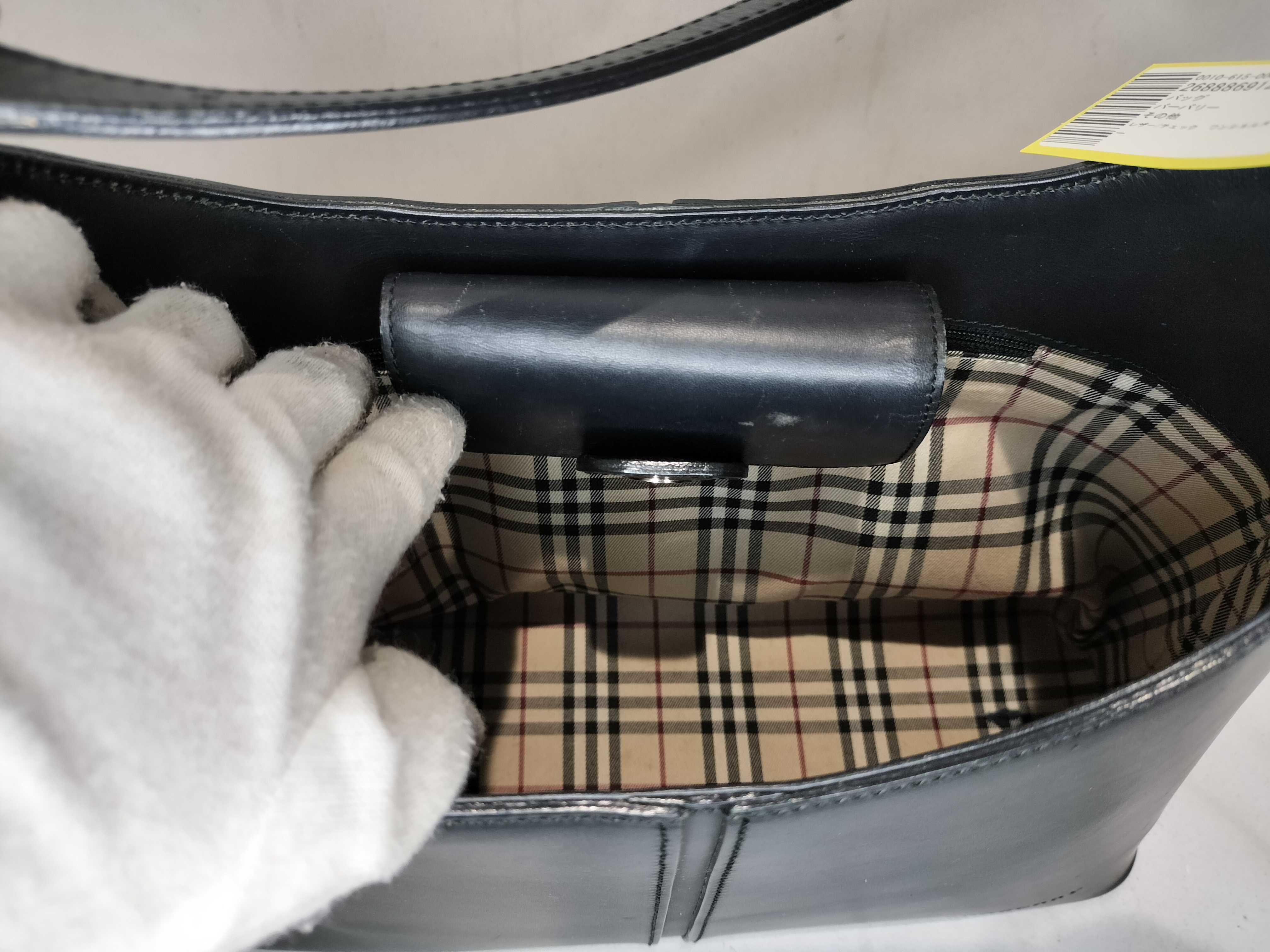 Leather/Check One-Shoulder Handbag — view 9