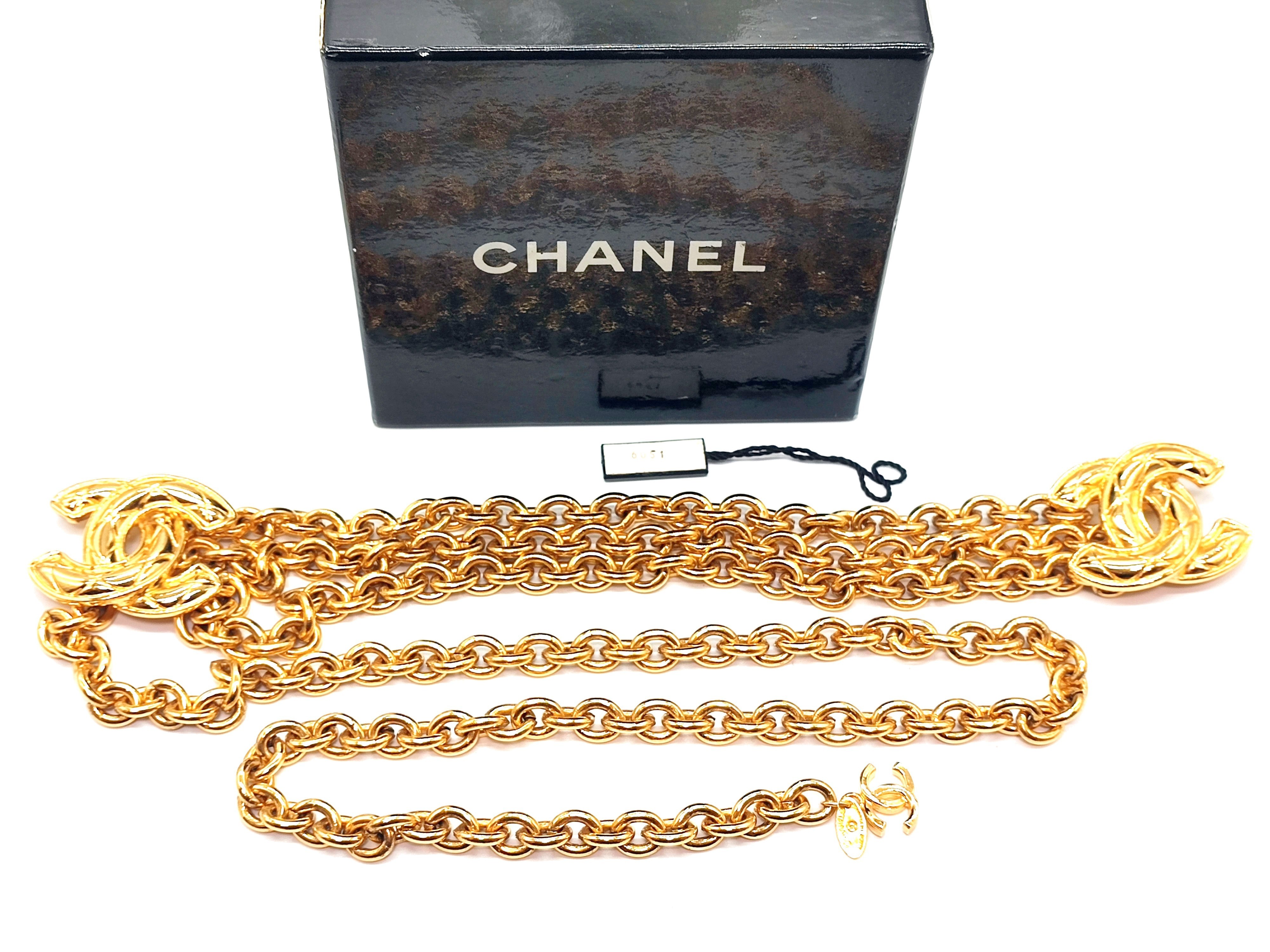 Double Coco Mark Matelassé Chain Belt, Total Length Approx. 86cm