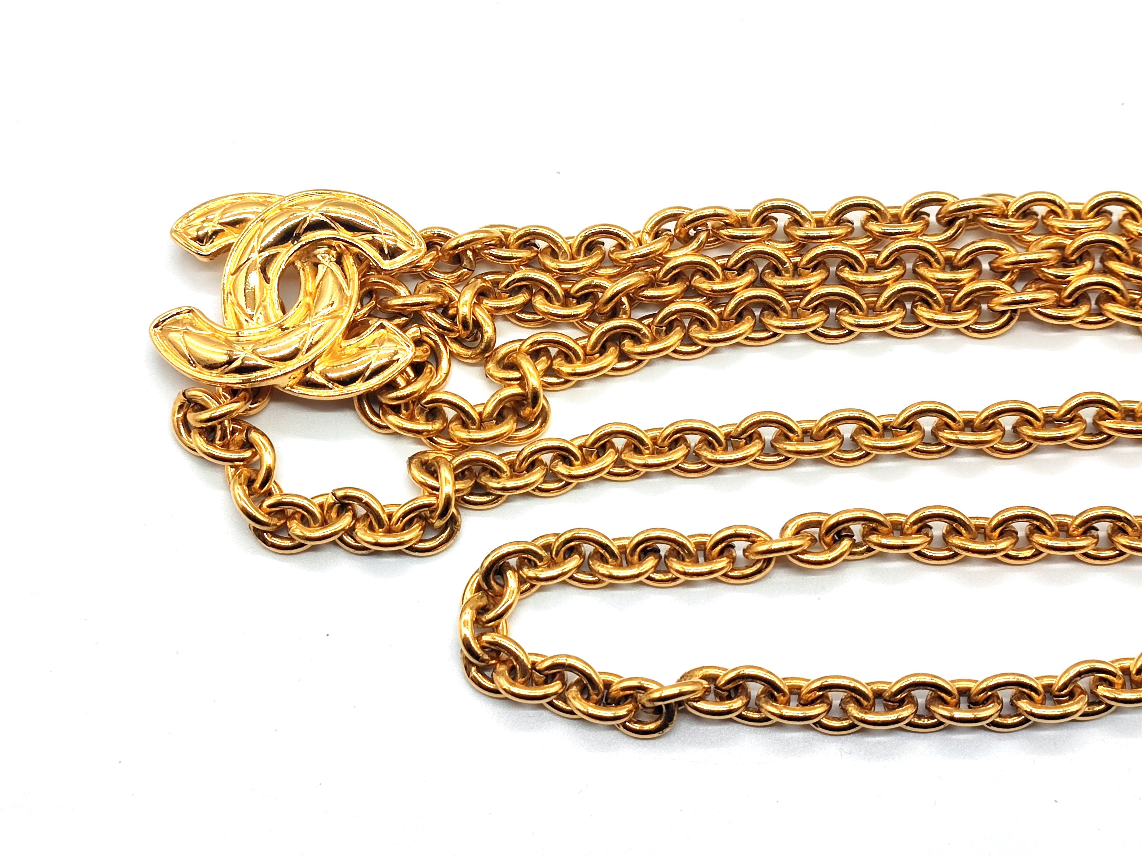 Double Coco Mark Matelassé Chain Belt, Total Length Approx. 86cm — view 4