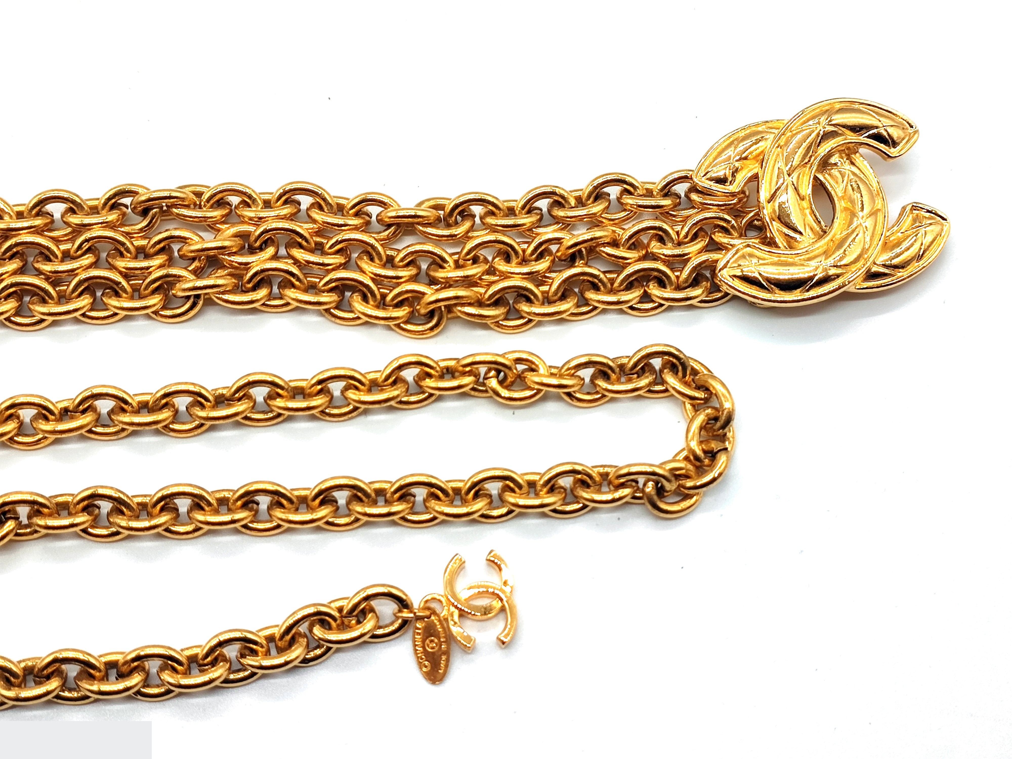 Double Coco Mark Matelassé Chain Belt, Total Length Approx. 86cm — view 5