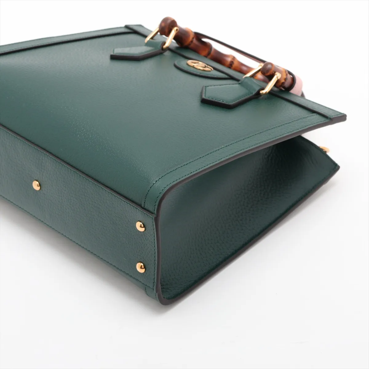 Bamboo Leather 2-Way Handbag, Green, 702721 — view 3