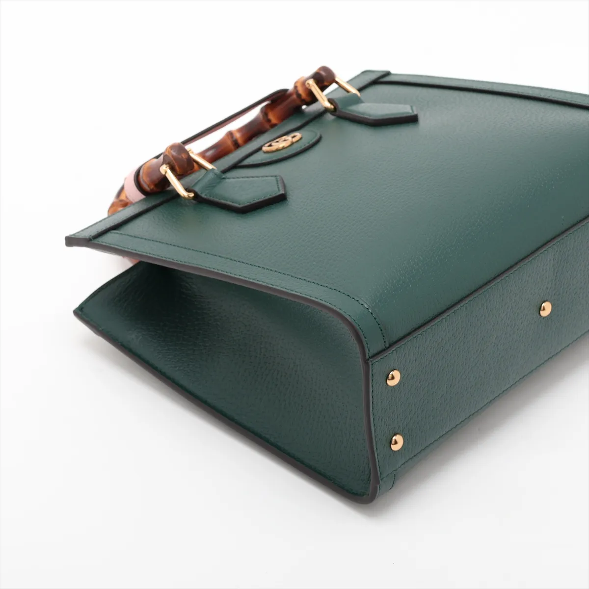 Bamboo Leather 2-Way Handbag, Green, 702721 — view 4