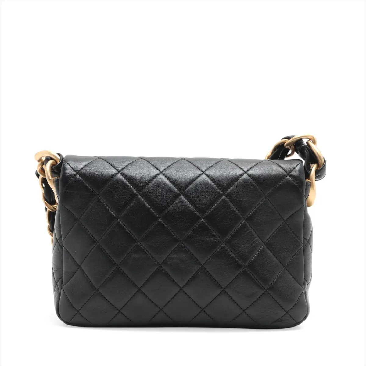 [Individually wrapped] Chanel Matelasse Lambskin Chain Shoulder Bag Black Gold Hardware UK68884L Random Plate — view 2