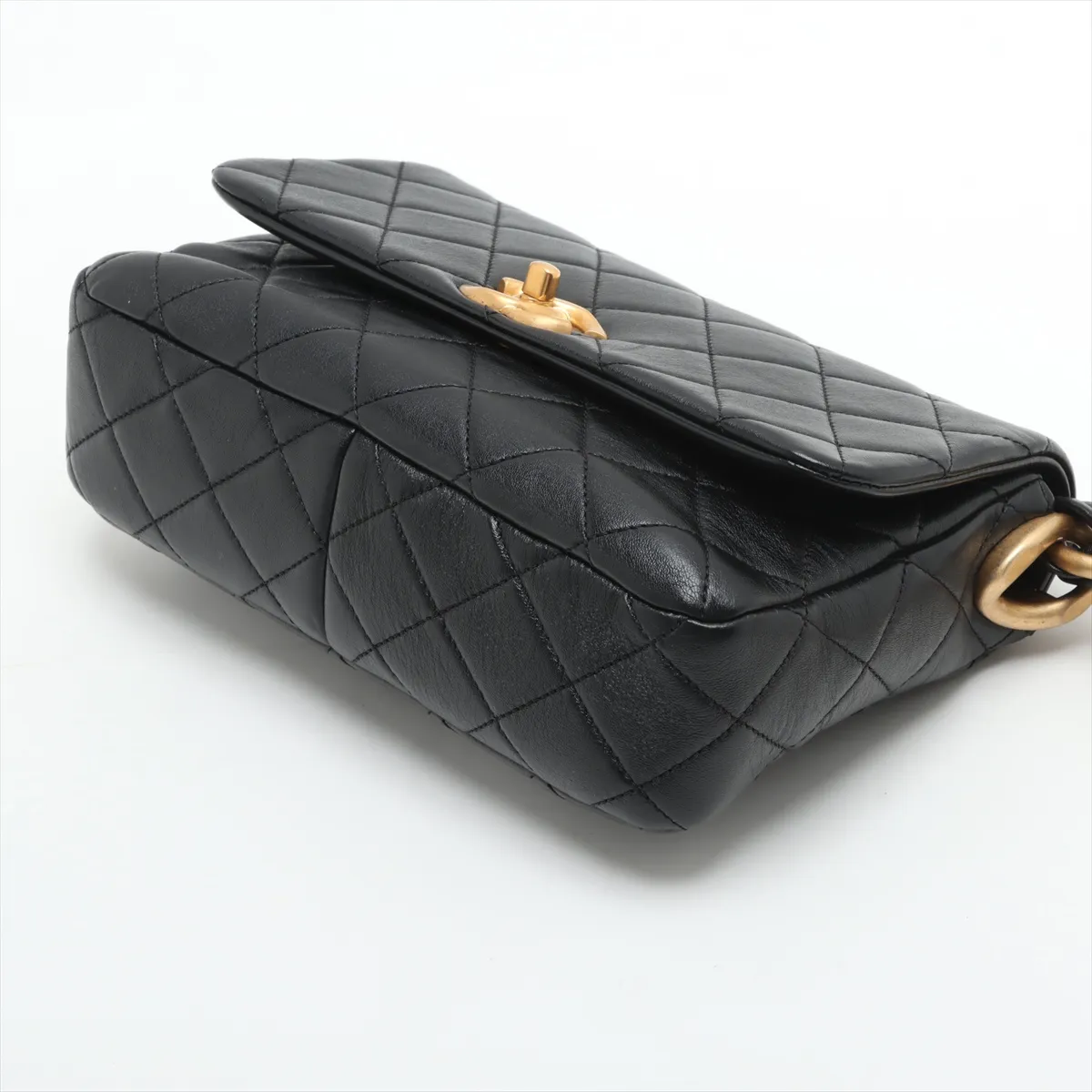 [Individually wrapped] Chanel Matelasse Lambskin Chain Shoulder Bag Black Gold Hardware UK68884L Random Plate — view 3