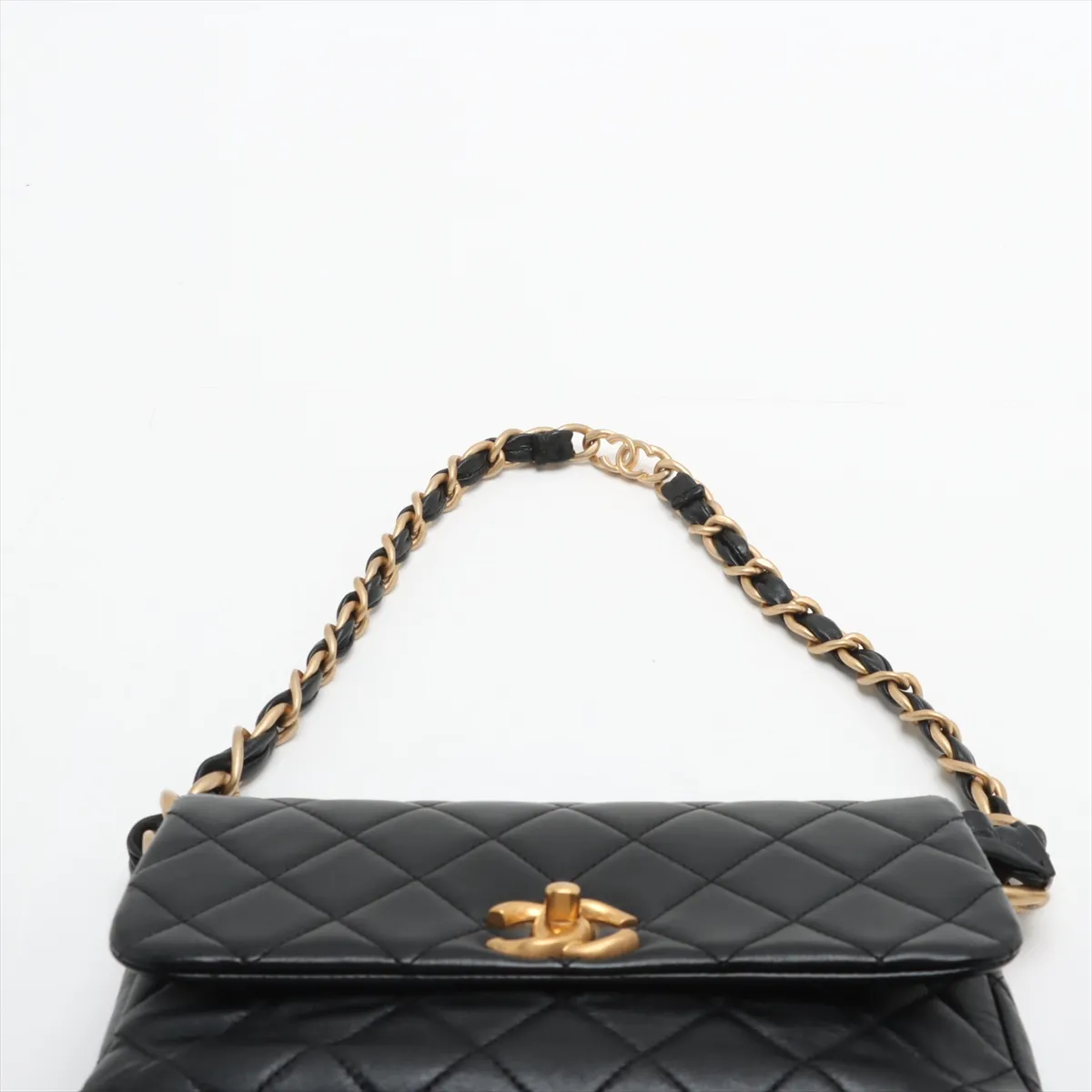 [Individually wrapped] Chanel Matelasse Lambskin Chain Shoulder Bag Black Gold Hardware UK68884L Random Plate — view 6
