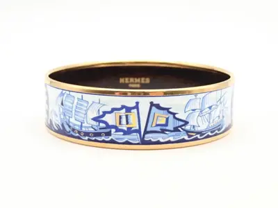 Enamel GM Gold Bracelet/Bangle, Wrist Circumference Approx. 19.5cm