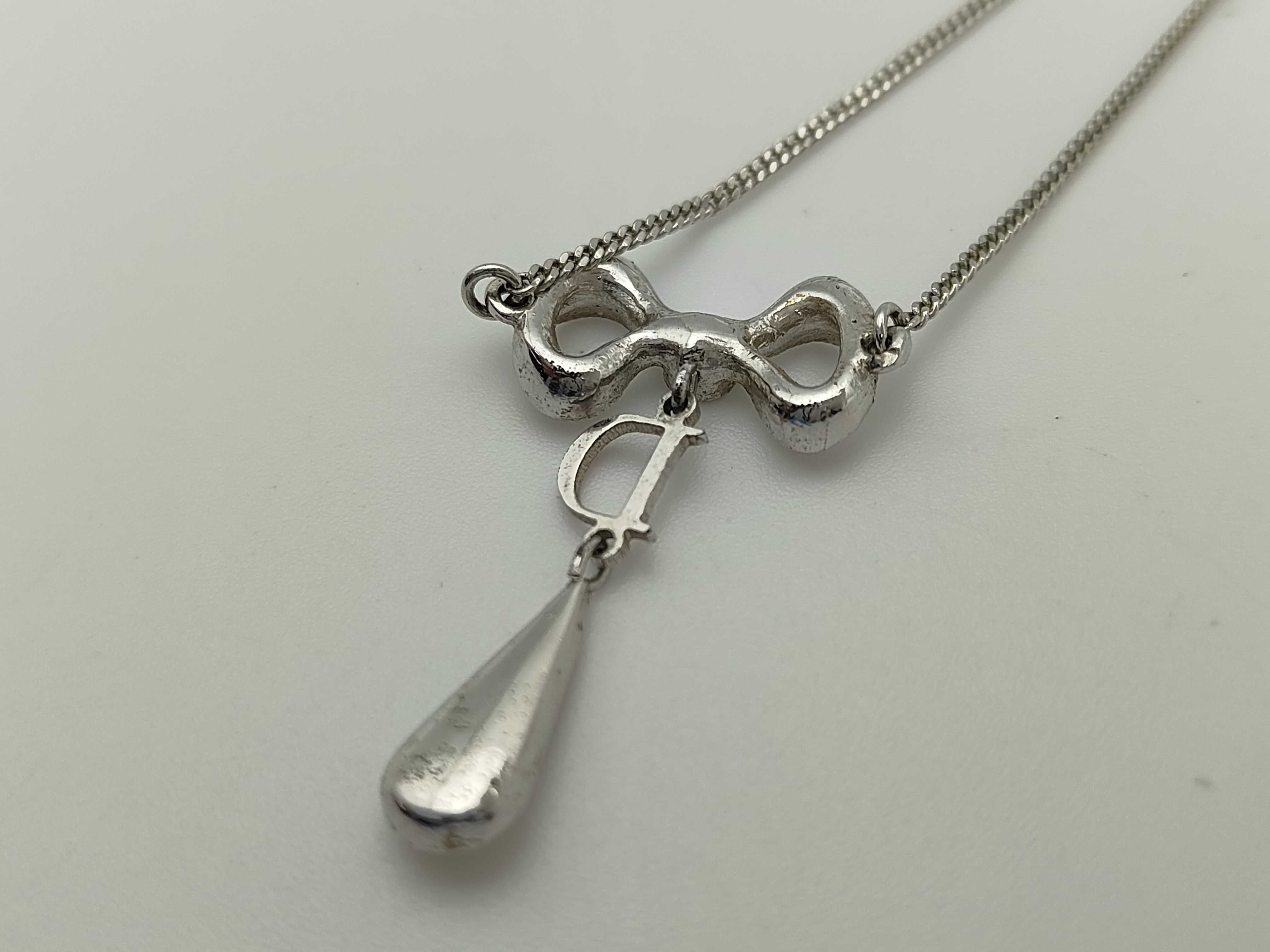 Christian Rhinestone Ribbon Silver Necklace — view 6