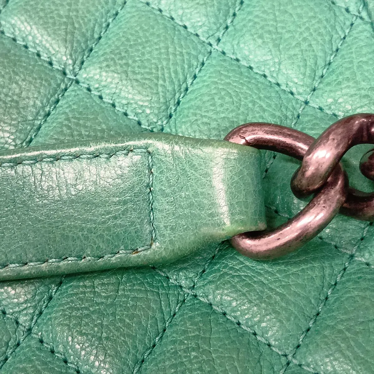 Boy Chanel Lambskin Chain Shoulder Bag, Green, Gunmetal Hardware, Item No. 17883627, Series 17 — view 15