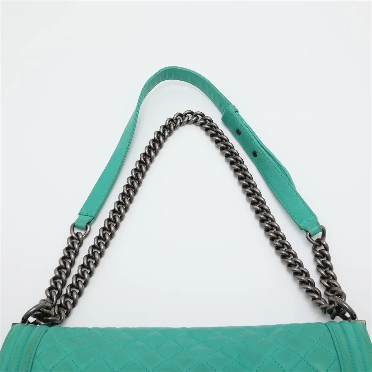 Boy Chanel Lambskin Chain Shoulder Bag, Green, Gunmetal Hardware, Item No. 17883627, Series 17 — view 6