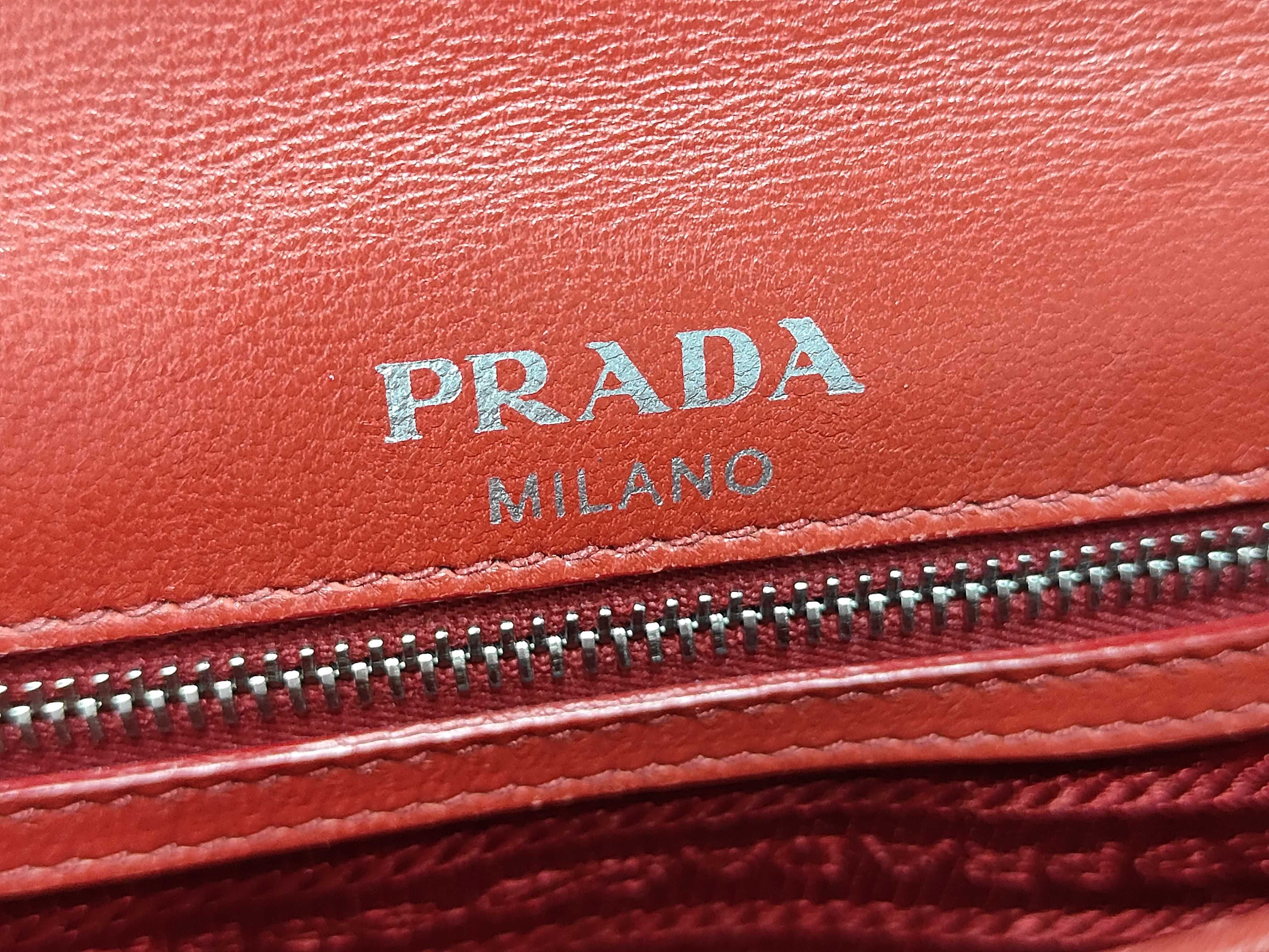 Small Chain Flap Bag in Red Nappa/Gaufré Leather with Silver Hardware — view 11