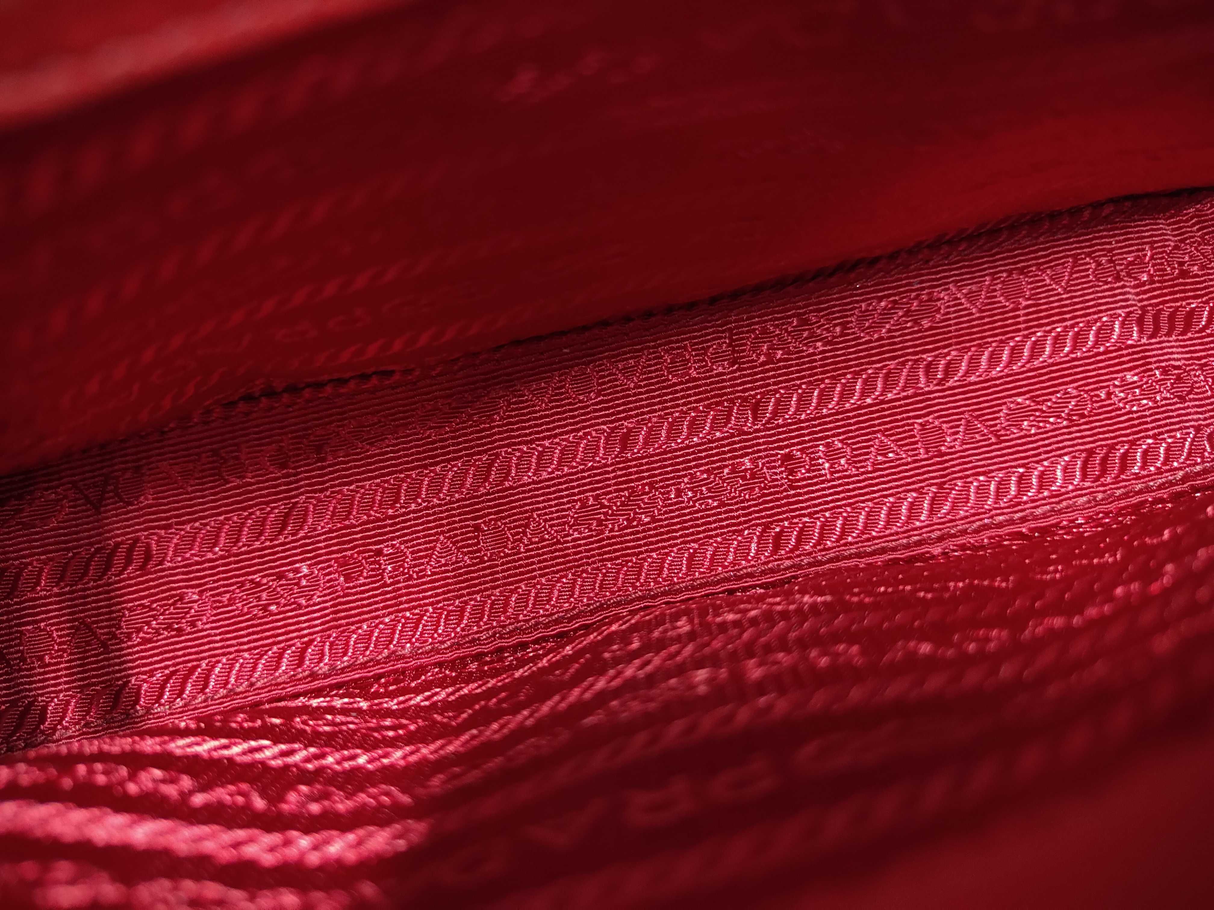 Small Chain Flap Bag in Red Nappa/Gaufré Leather with Silver Hardware — view 12