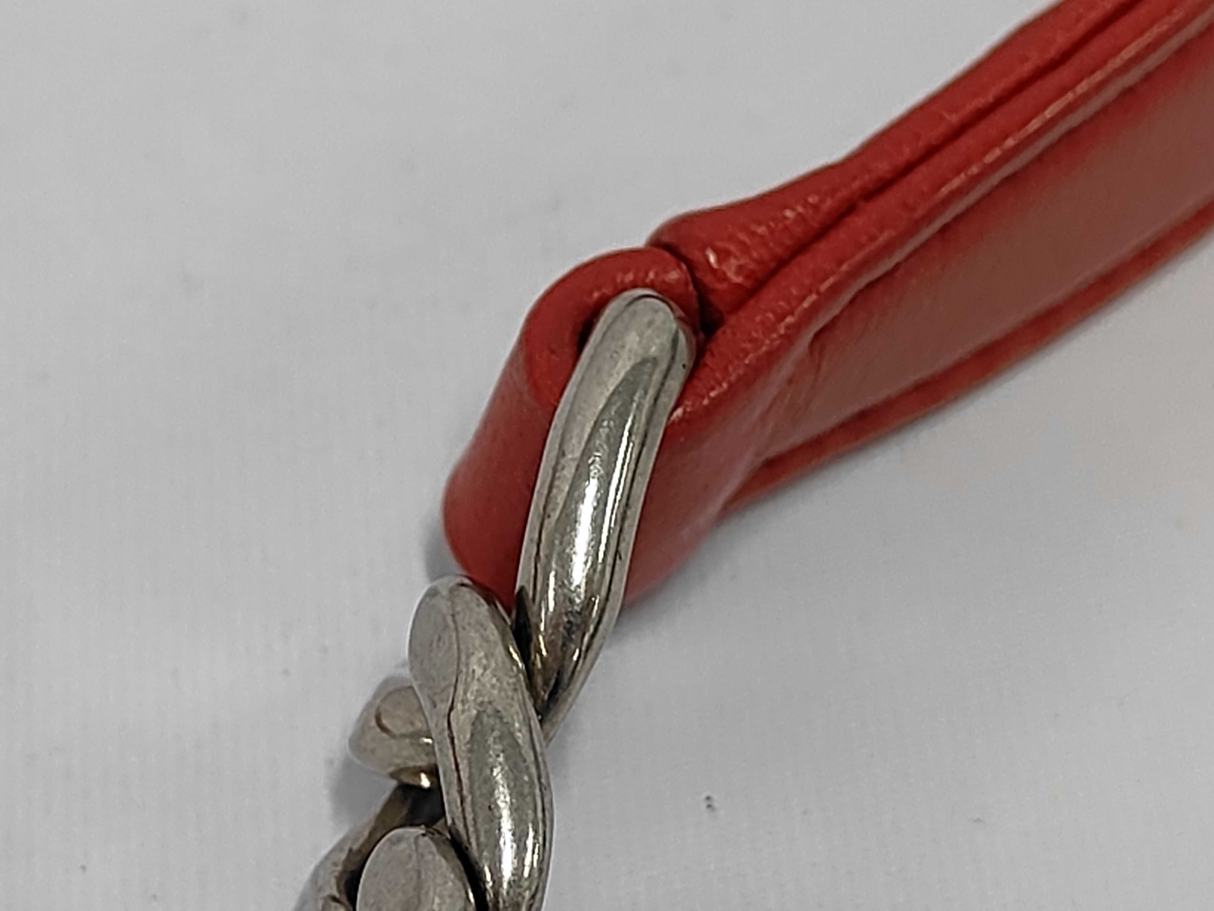 Small Chain Flap Bag in Red Nappa/Gaufré Leather with Silver Hardware — view 6