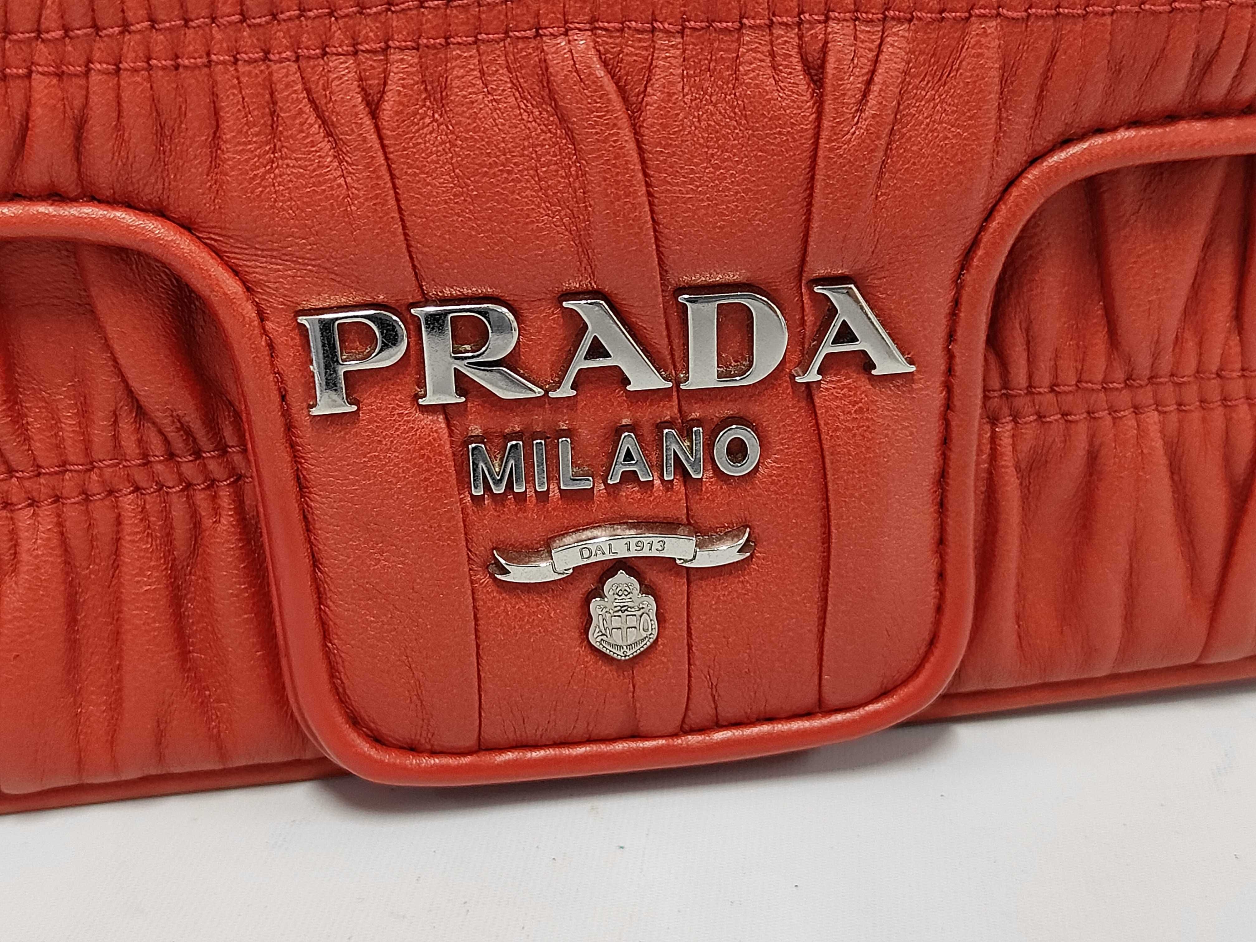 Small Chain Flap Bag in Red Nappa/Gaufré Leather with Silver Hardware — view 9