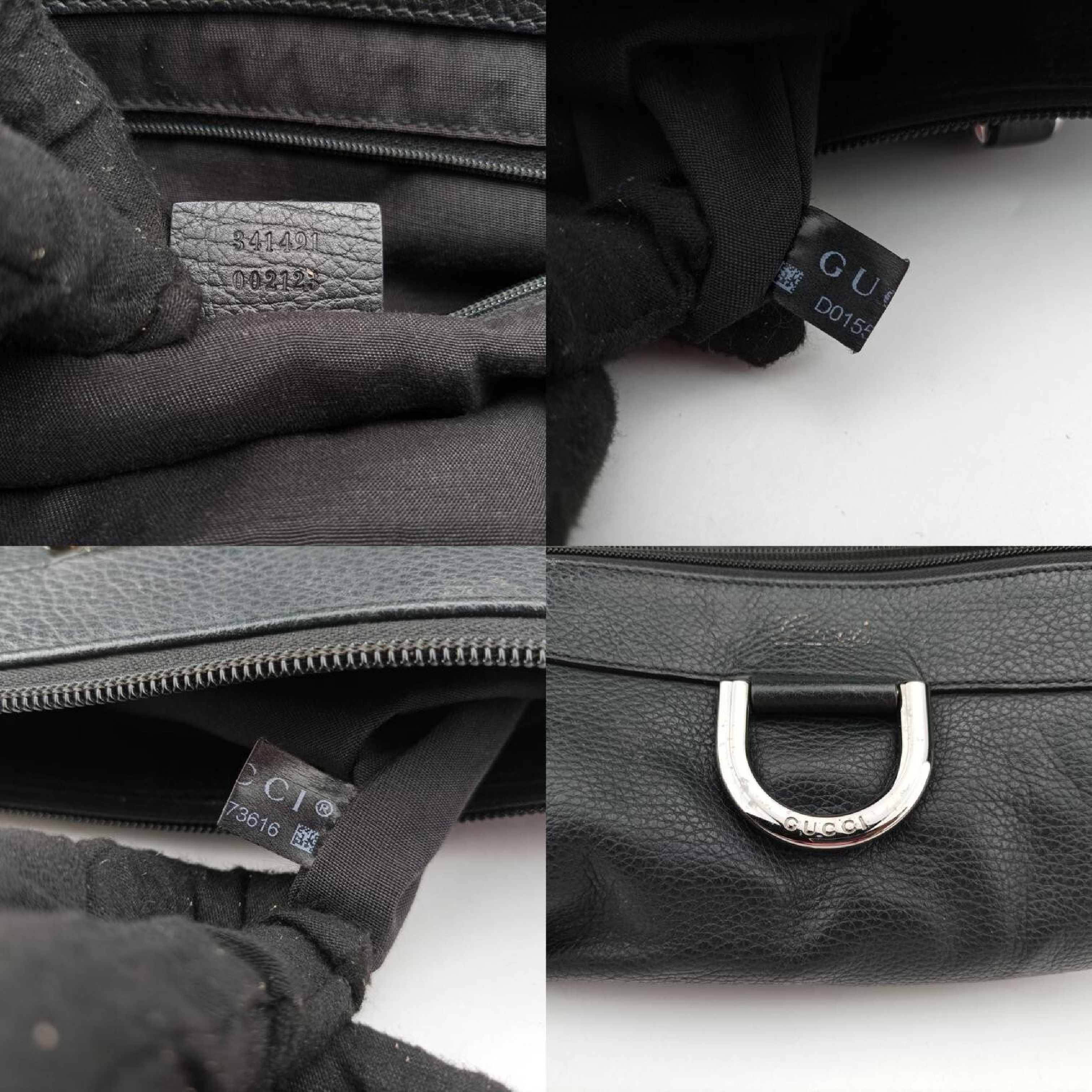 Abbey D-Ring Hobo Tote Bag, Black Leather, 341491 D015573616 — view 8