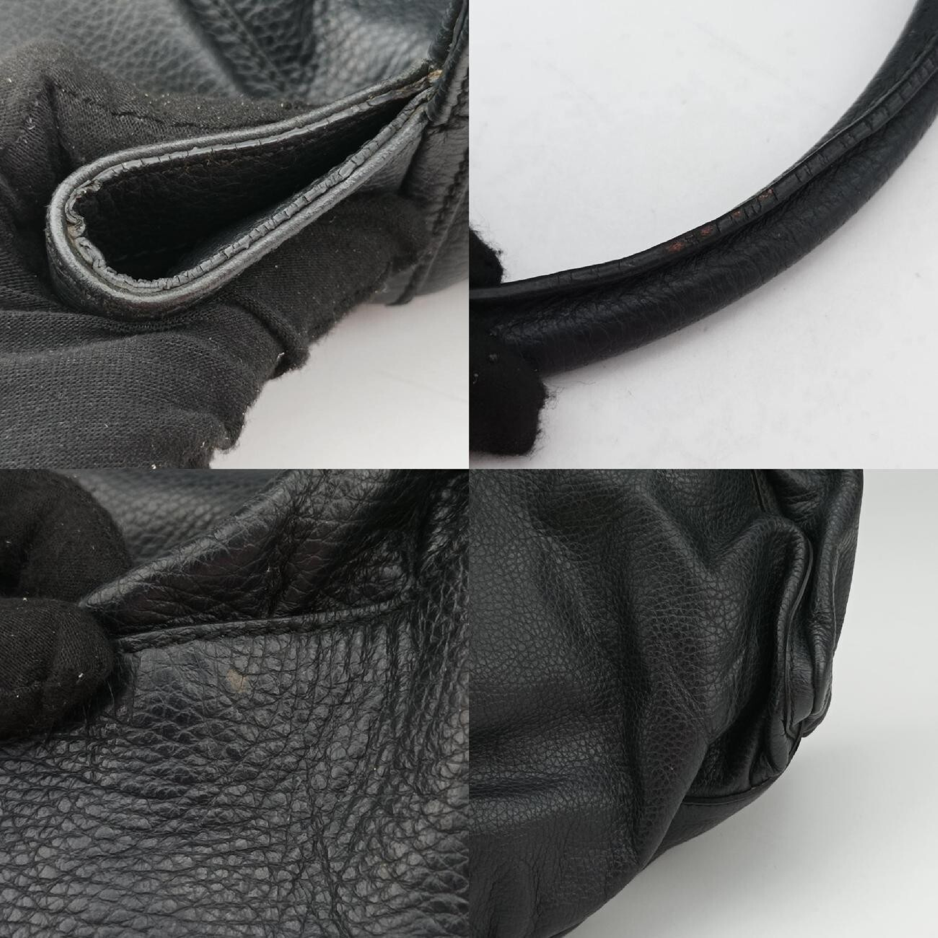 Abbey D-Ring Hobo Tote Bag, Black Leather, 341491 D015573616 — view 9