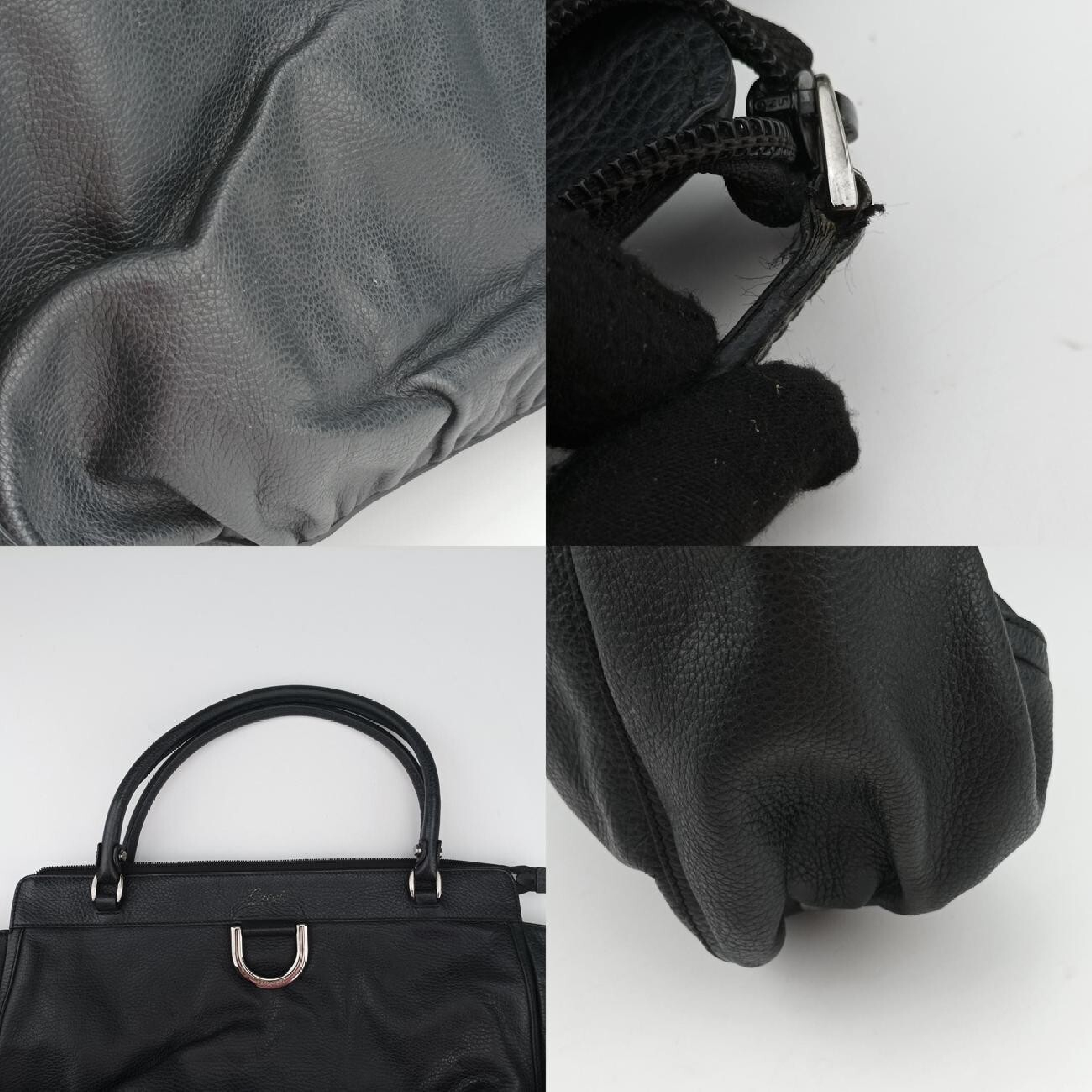 Abbey D-Ring Hobo Tote Bag, Black Leather, 341491 D015573616 — view 10