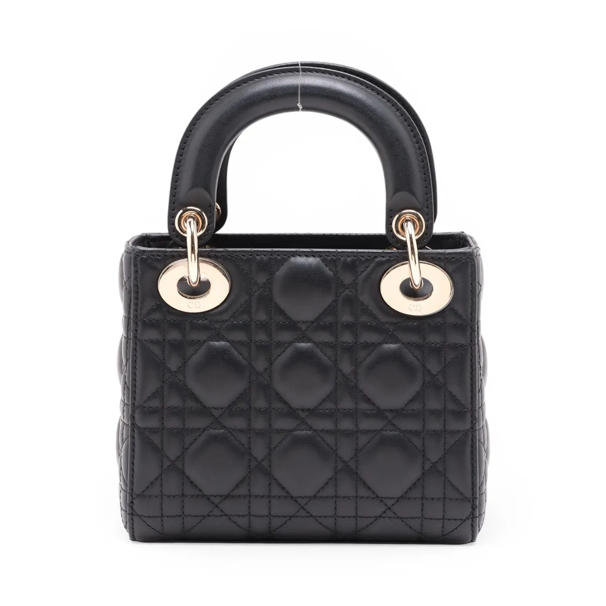 Cannage Lady Dior Mini Leather 2-Way Handbag, Black — view 2