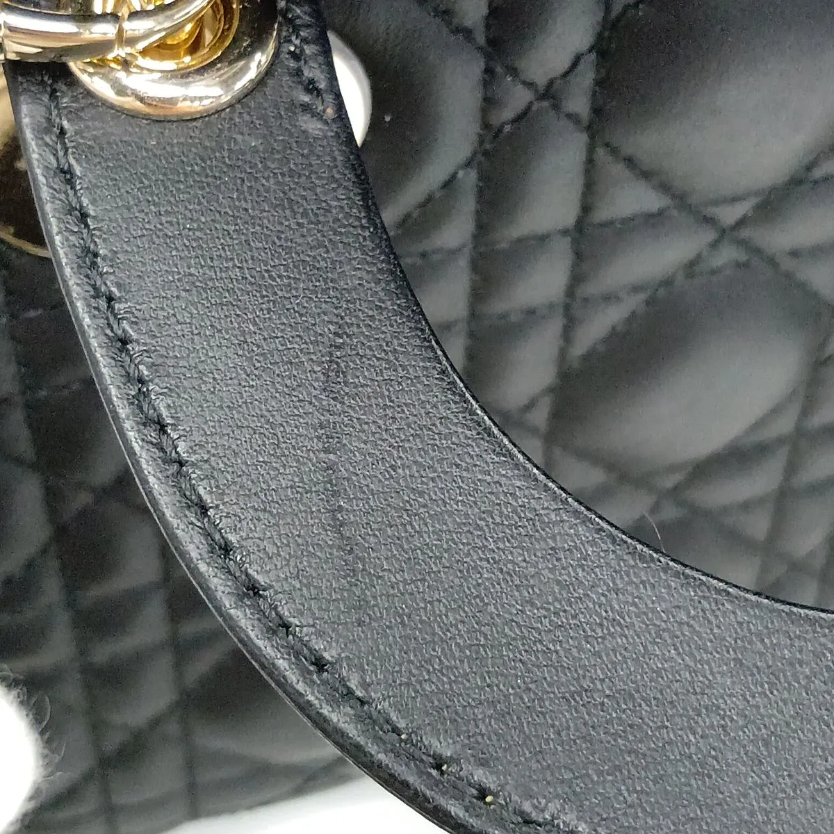 Cannage Lady Dior Mini Leather 2-Way Handbag, Black — view 12