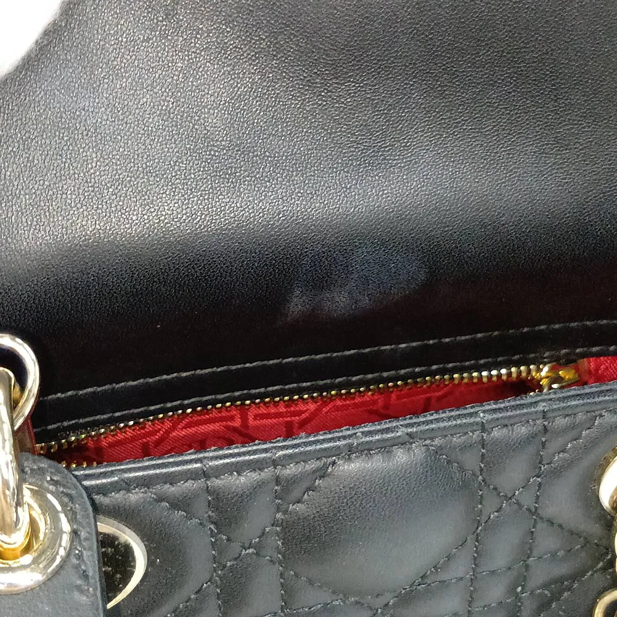 Cannage Lady Dior Mini Leather 2-Way Handbag, Black — view 13