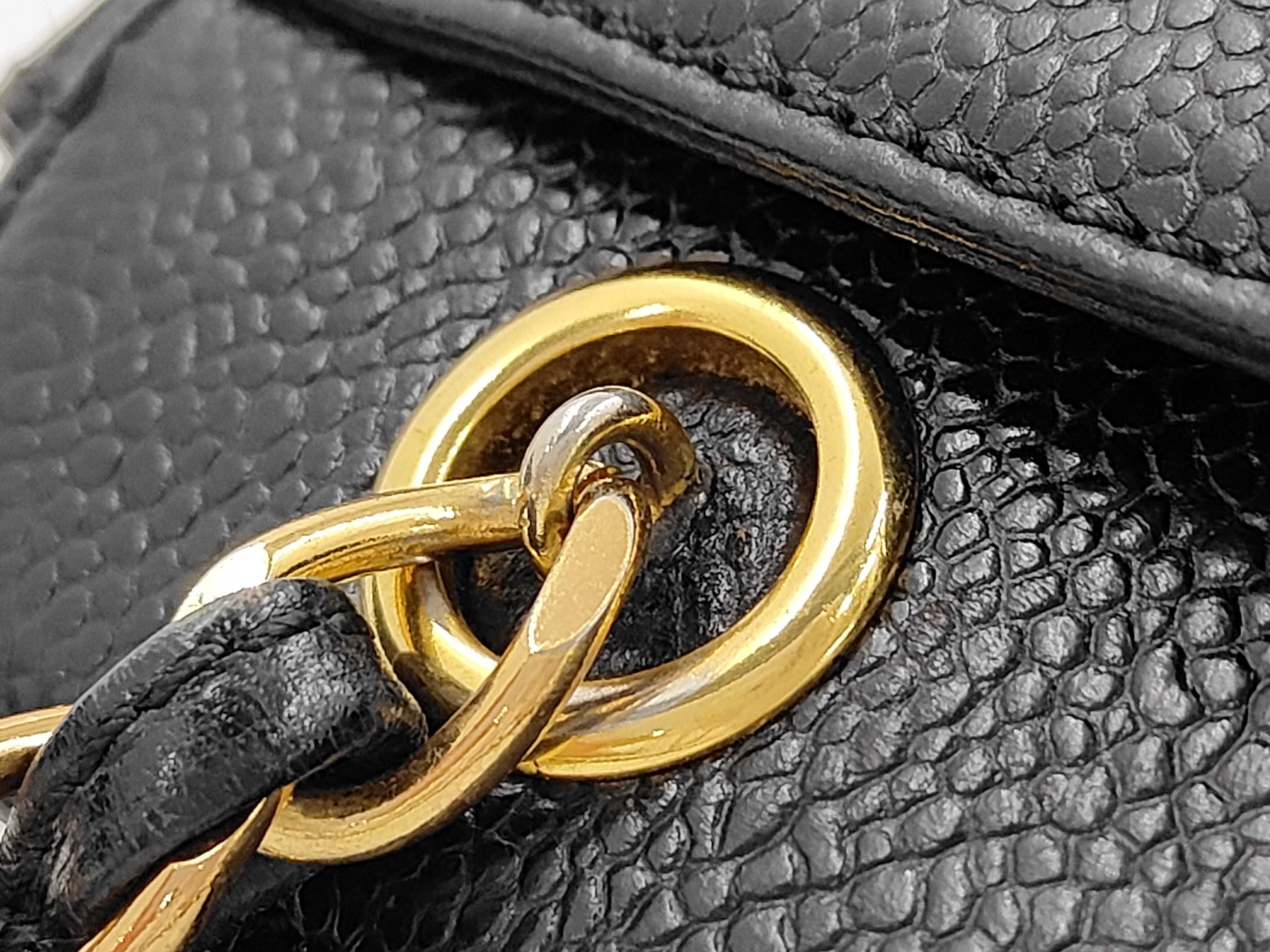 Chain Shoulder Bag, Caviar Leather, Black, Gold Hardware — view 7