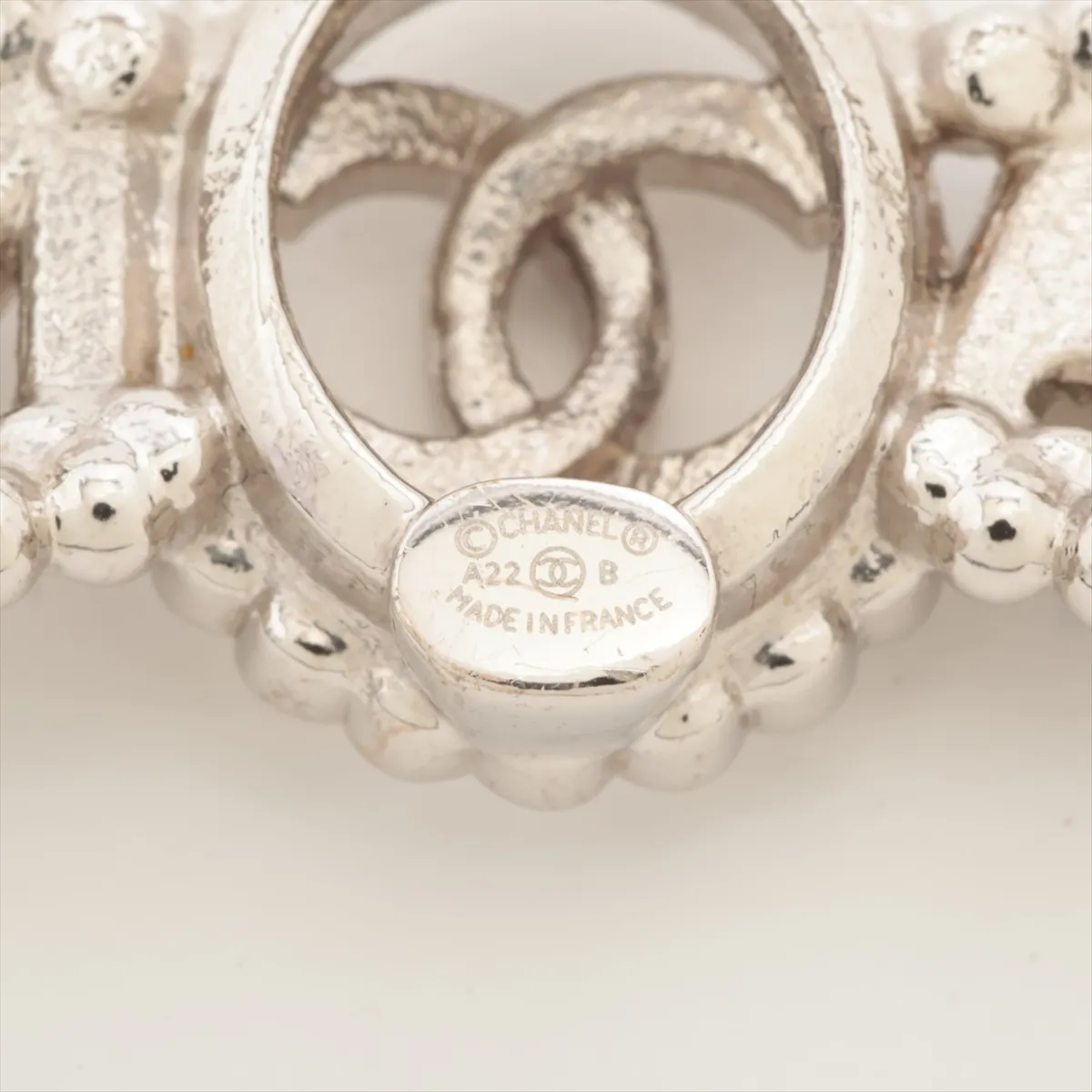 Coco Mark Logo A22B Brooch, Gold Plated x Rhinestone, Silver. Shows — view 4