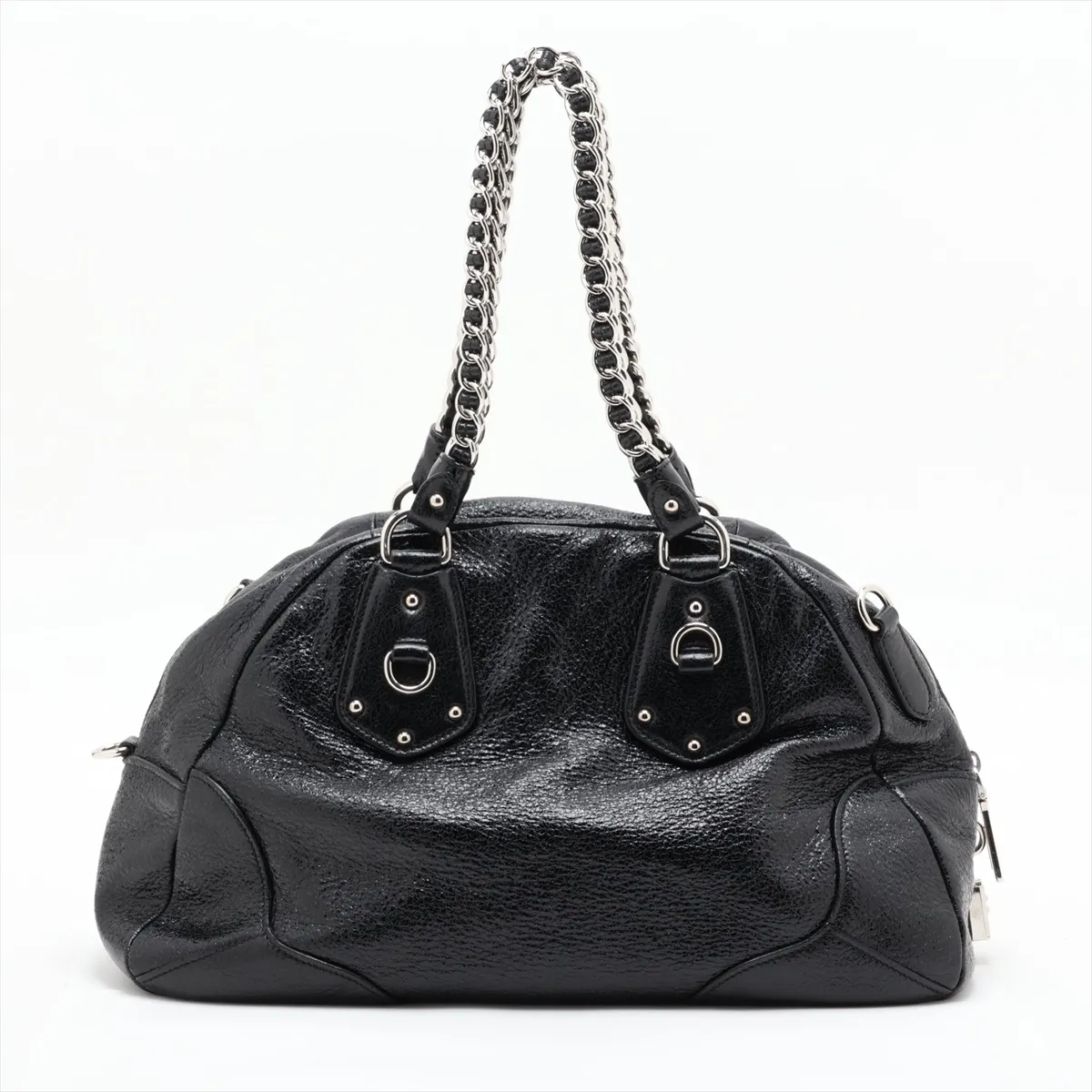BL0434 Leather 2-Way Handbag, Black, Padlock cannot be opened. — view 2