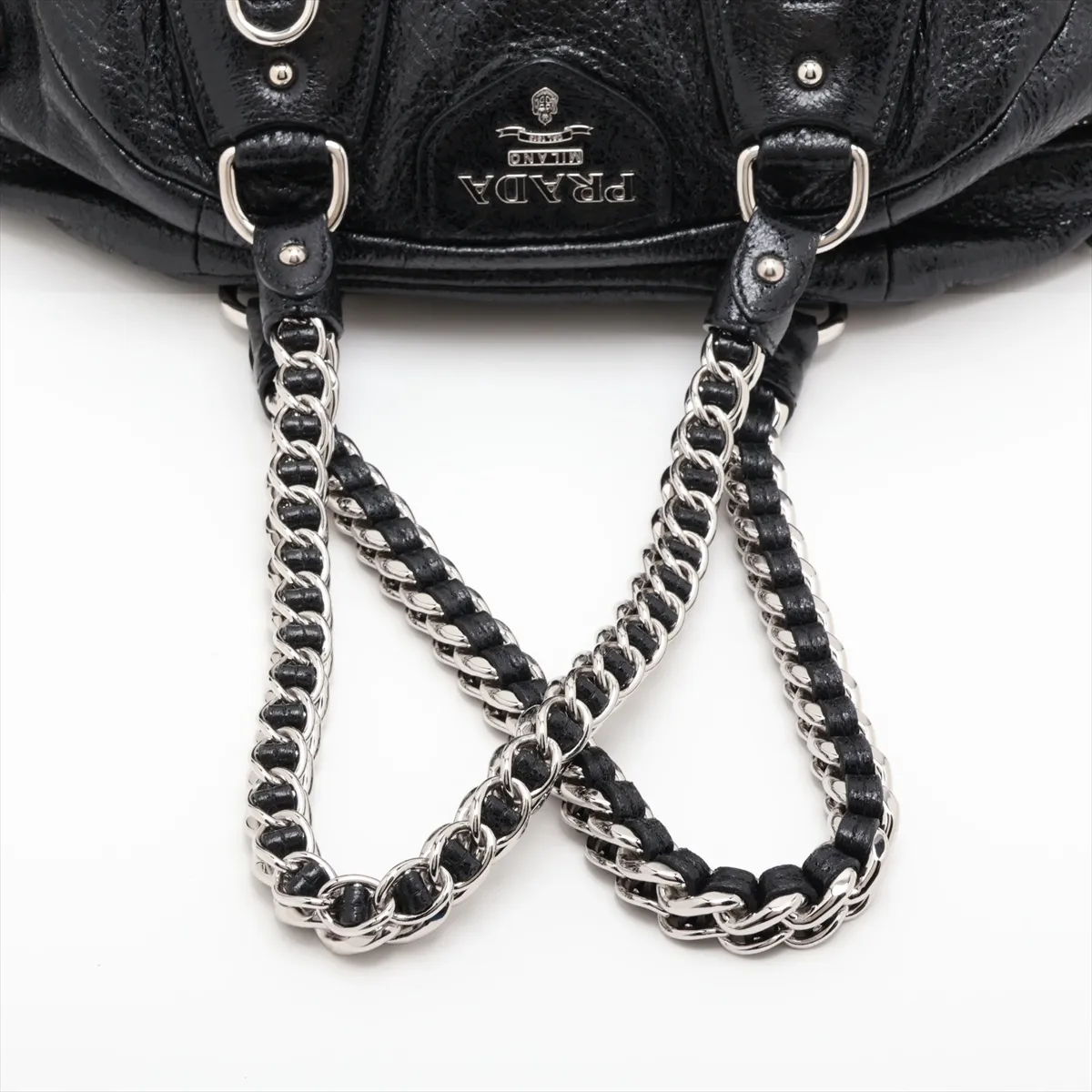 BL0434 Leather 2-Way Handbag, Black, Padlock cannot be opened. — view 5