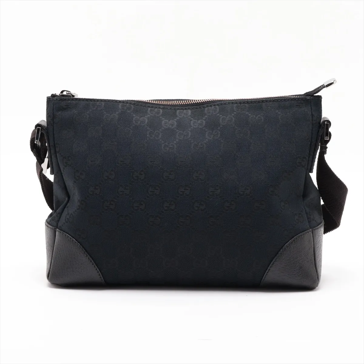 GG Canvas x Leather Shoulder Bag Black 114273 — view 2