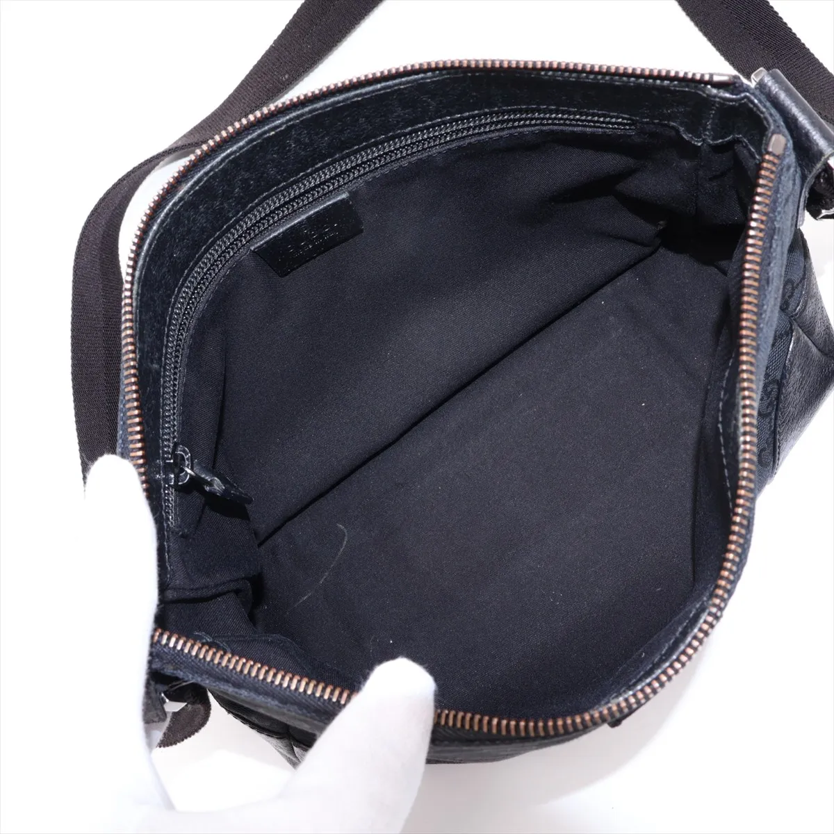 GG Canvas x Leather Shoulder Bag Black 114273 — view 6