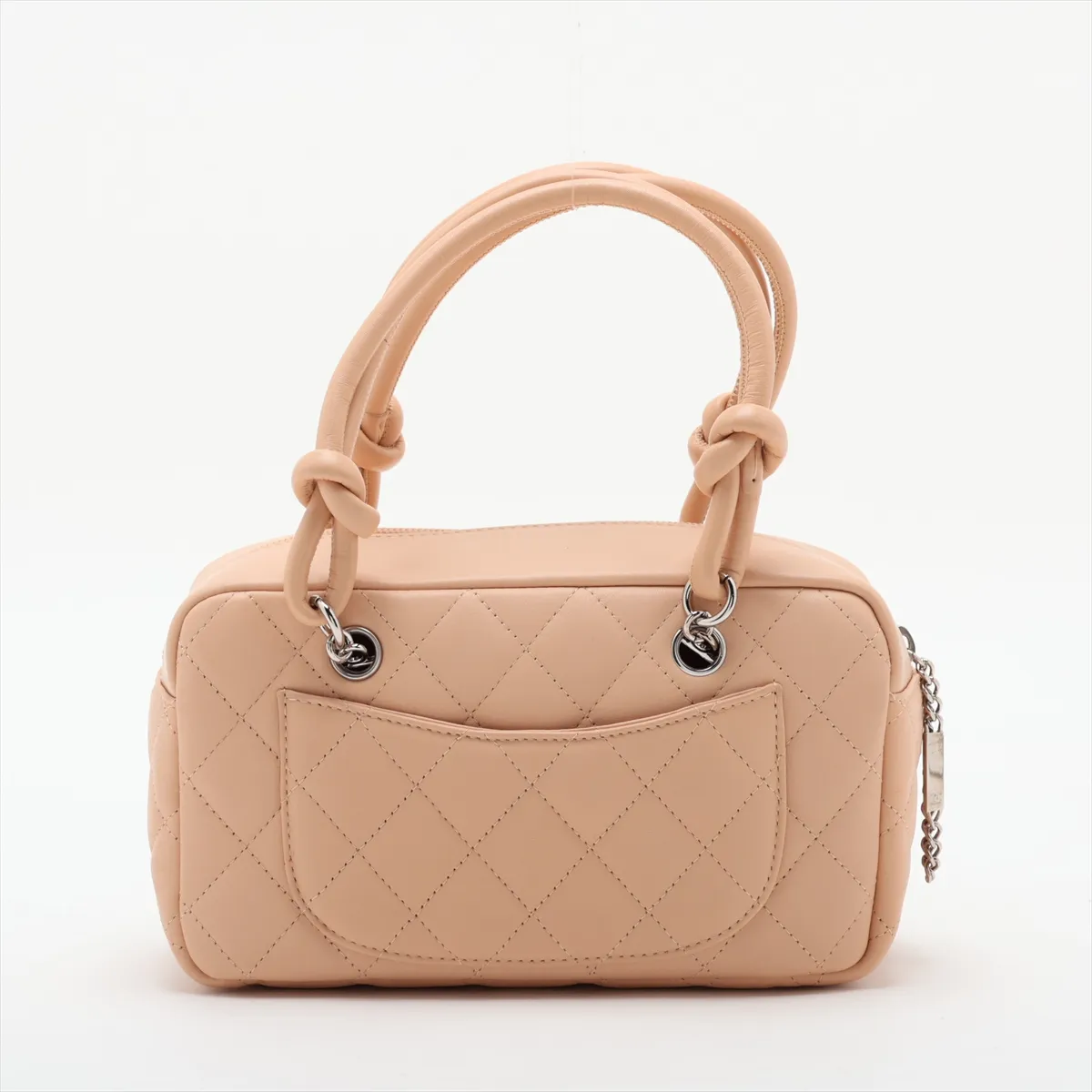 Cambon Line Lambskin x Patent Leather Handbag, Beige x Yellow, Silver Hardware, 10172423 (Serial Number in the 10s) — view 2
