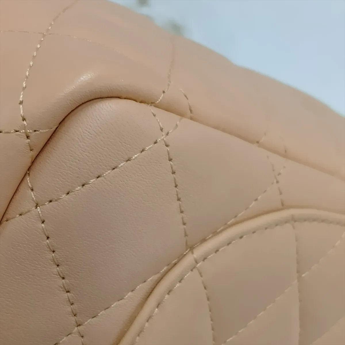 Cambon Line Lambskin x Patent Leather Handbag, Beige x Yellow, Silver Hardware, 10172423 (Serial Number in the 10s) — view 13