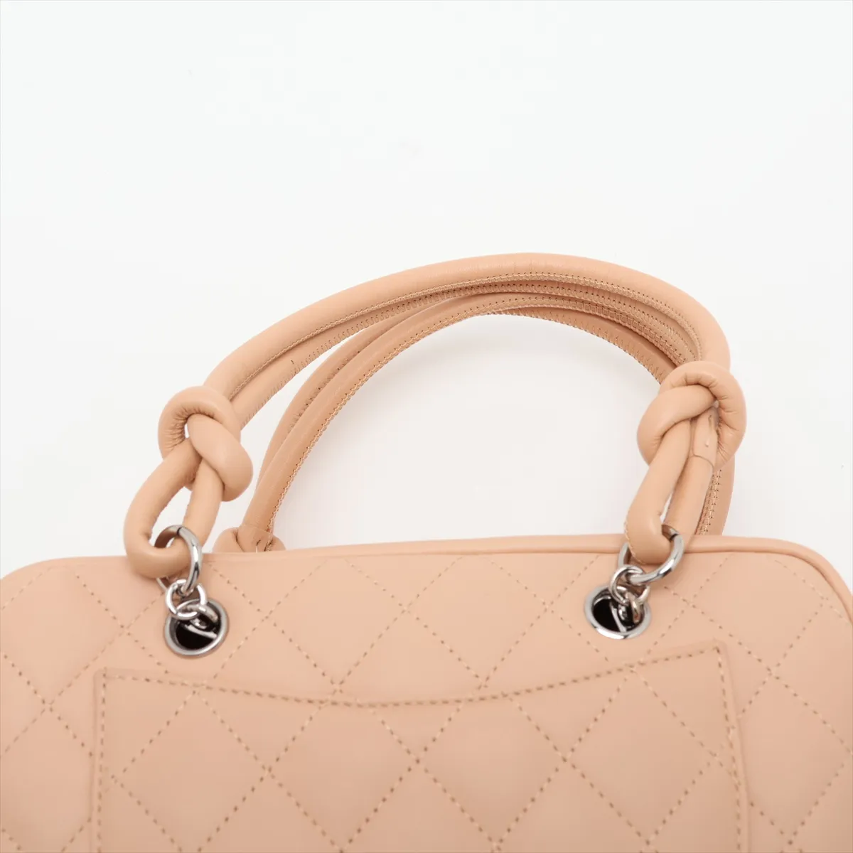 Cambon Line Lambskin x Patent Leather Handbag, Beige x Yellow, Silver Hardware, 10172423 (Serial Number in the 10s) — view 6