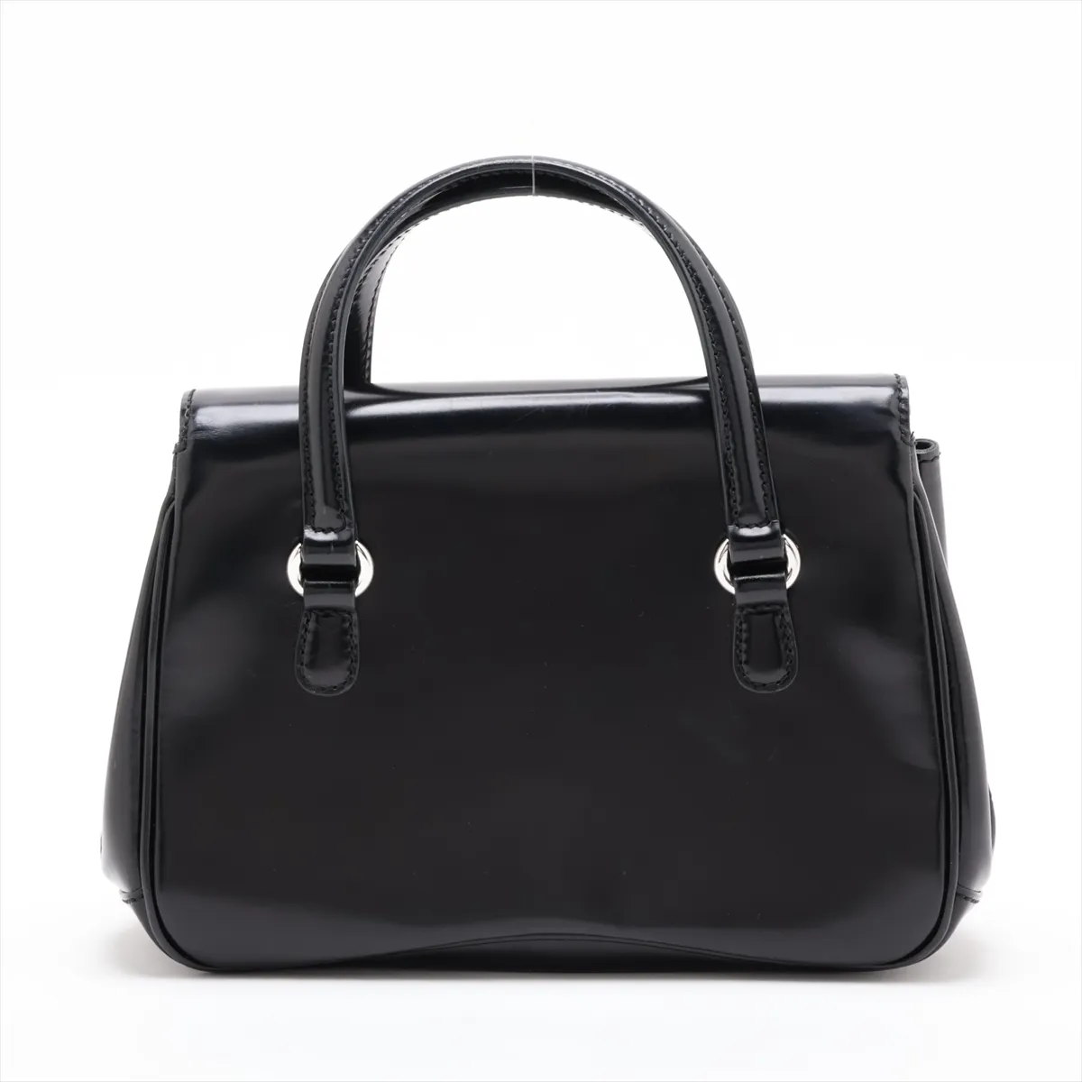 Lady Lock Leather Handbag, Black, 331828 — view 2