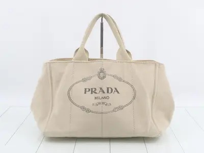 Canvas Canapa Handbag with Shoulder Strap and Dust Bag, Beige